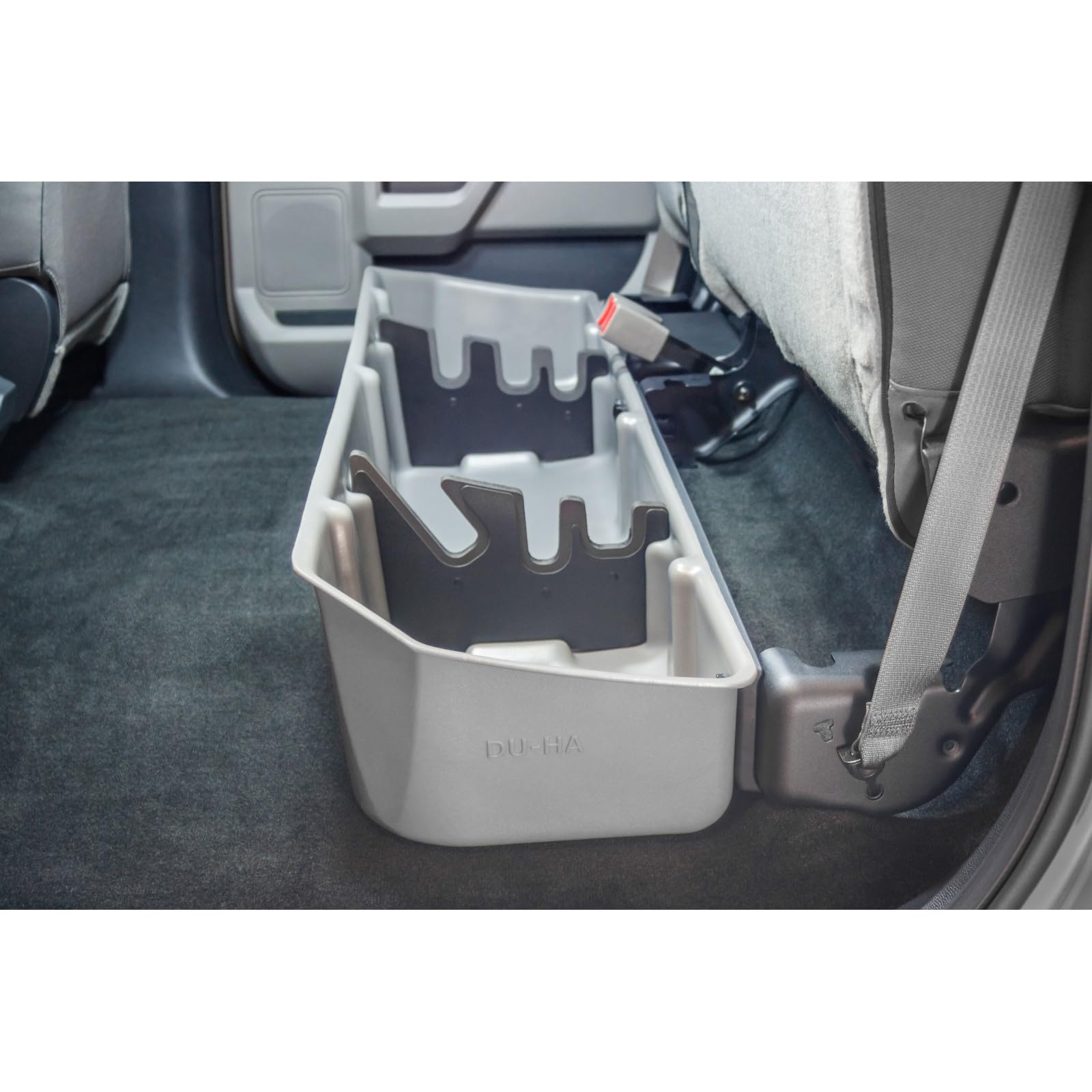 Under Seat Storage DuHa 20110 fits 2015-2025 Ford F150 SuperCrew & 2017-2025 Ford F250 F350 F450 F550 Super Duty Crew Cab | Black Heavy-Duty Back Seat Organizer | Includes Dividers