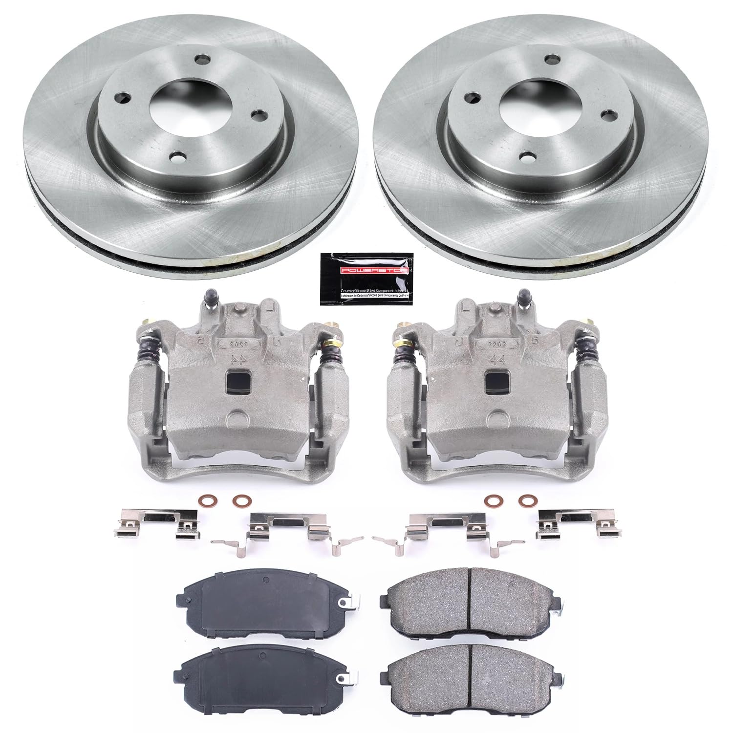 Power Stop KCOE5817A Replacement Autospeciality Front Caliper Kit- OE Rotors, Ceramic Brake Pads, Calipers For Nissan Cube 2009-2014, Nissan Versa 2007-2012 [Model Specific]