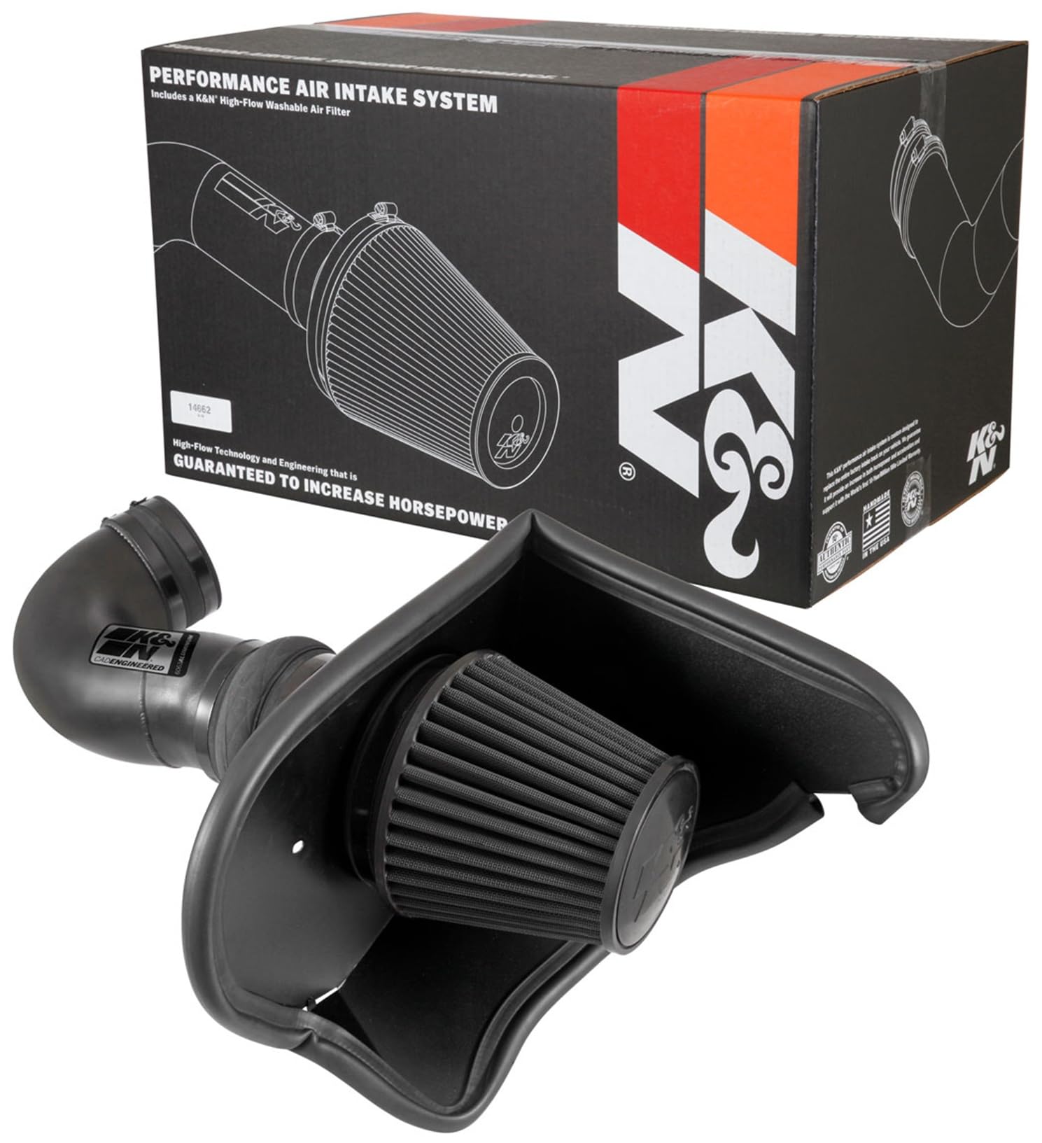 Cold Air Intake System K&N: Dry-Flow Air Filter, Increase Performance & Acceleration: Compatible with 2016-2024 CHEVROLET: Camaro SS, 71-3092