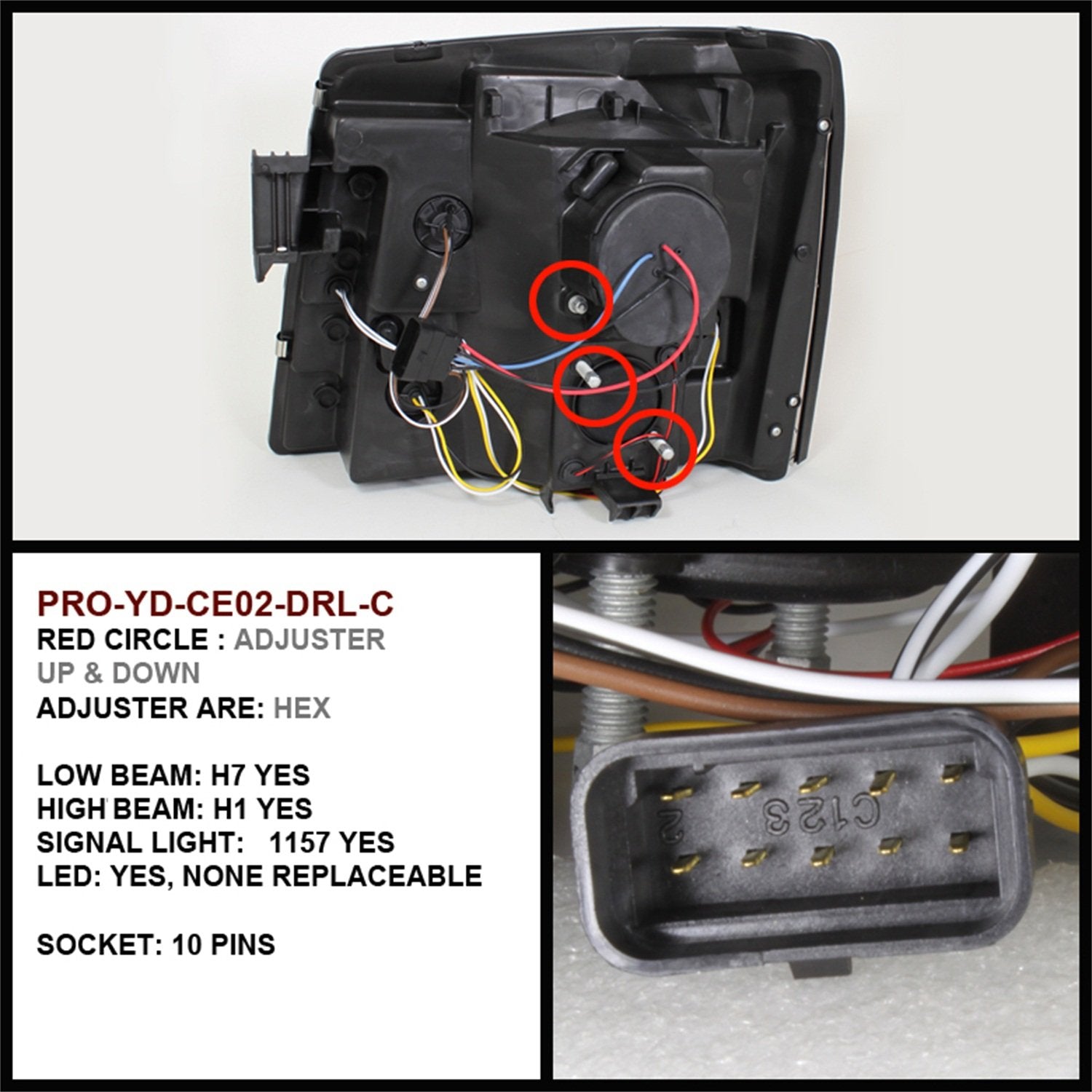 Cadillac Escalade 02-03 Spyder 5037947 Projector Headlights - Halogen Model Only (Not Compatible With Xenon/HID Model) - LED Halo - DRL - Black - High H1 (Included) - Low H7 (Included)