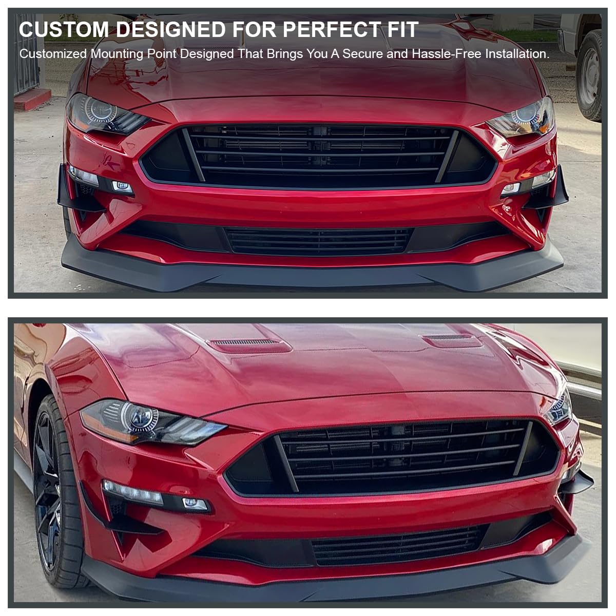 Front Lower Fog Light Spec-D Tuning Dive Planes Trims Compatible with 2018-2022 Ford Mustang GT