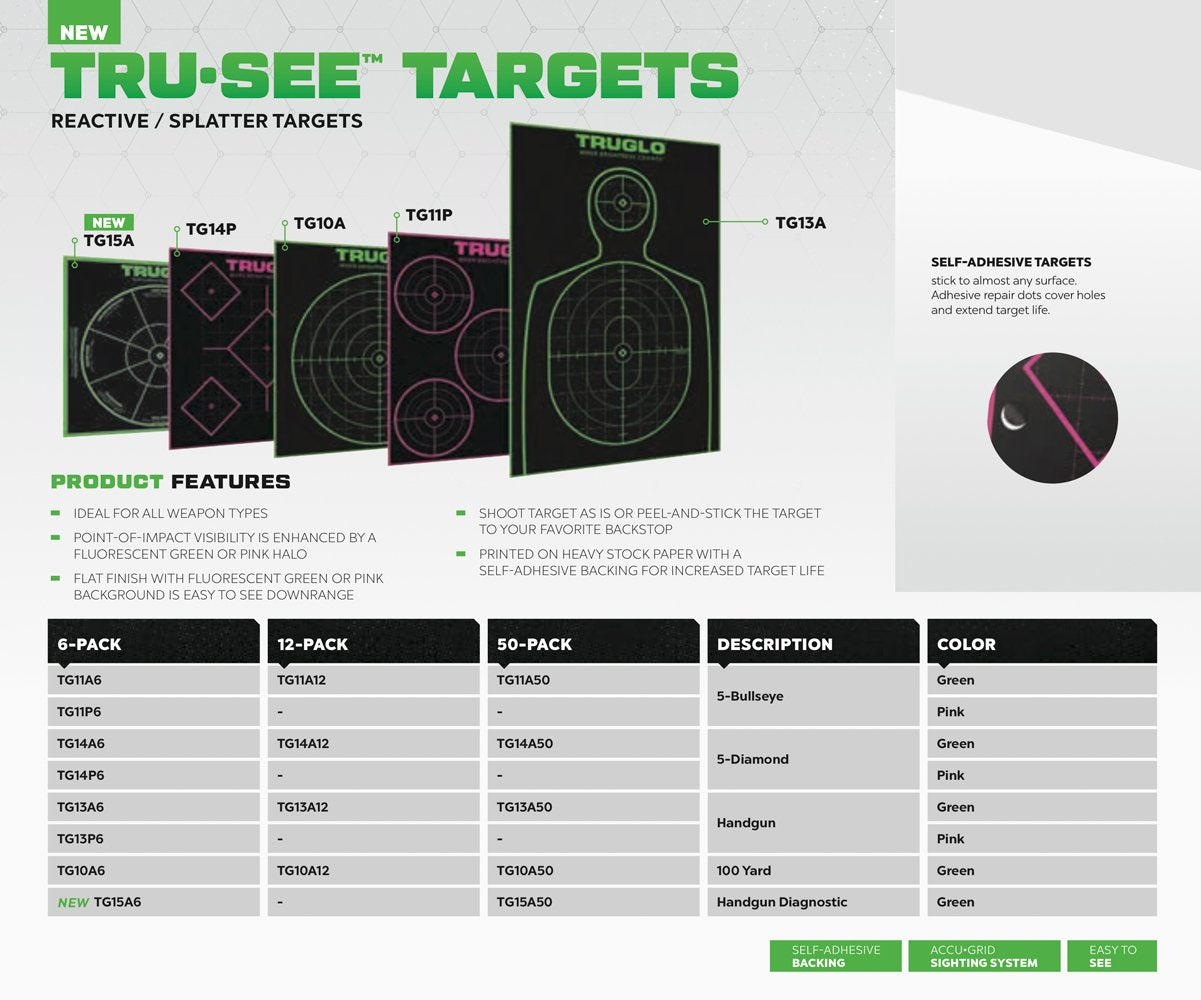 12X18 TRUGLO Tru-See Bright Fluorescent Self-Adhesive High-Visible Reactive Splatter Handgun Target, 6-Pack/Pink