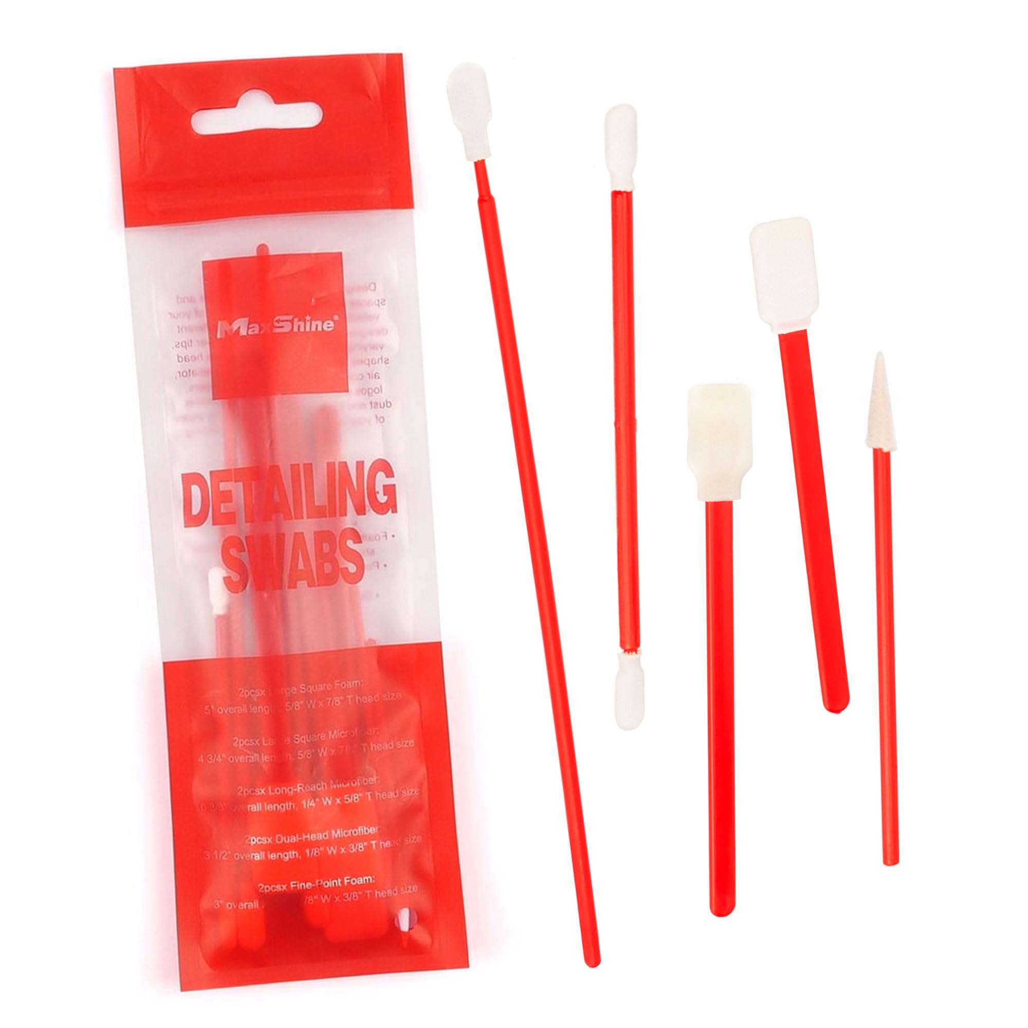 Maxshine Detailing Universal Swabs | Precision Cleaning Tools for Tight Areas, Vents, Emblems & Hard-to-Reach Spots | Lint-Free Reusable Swabs for Interior & Exterior Car Detailing