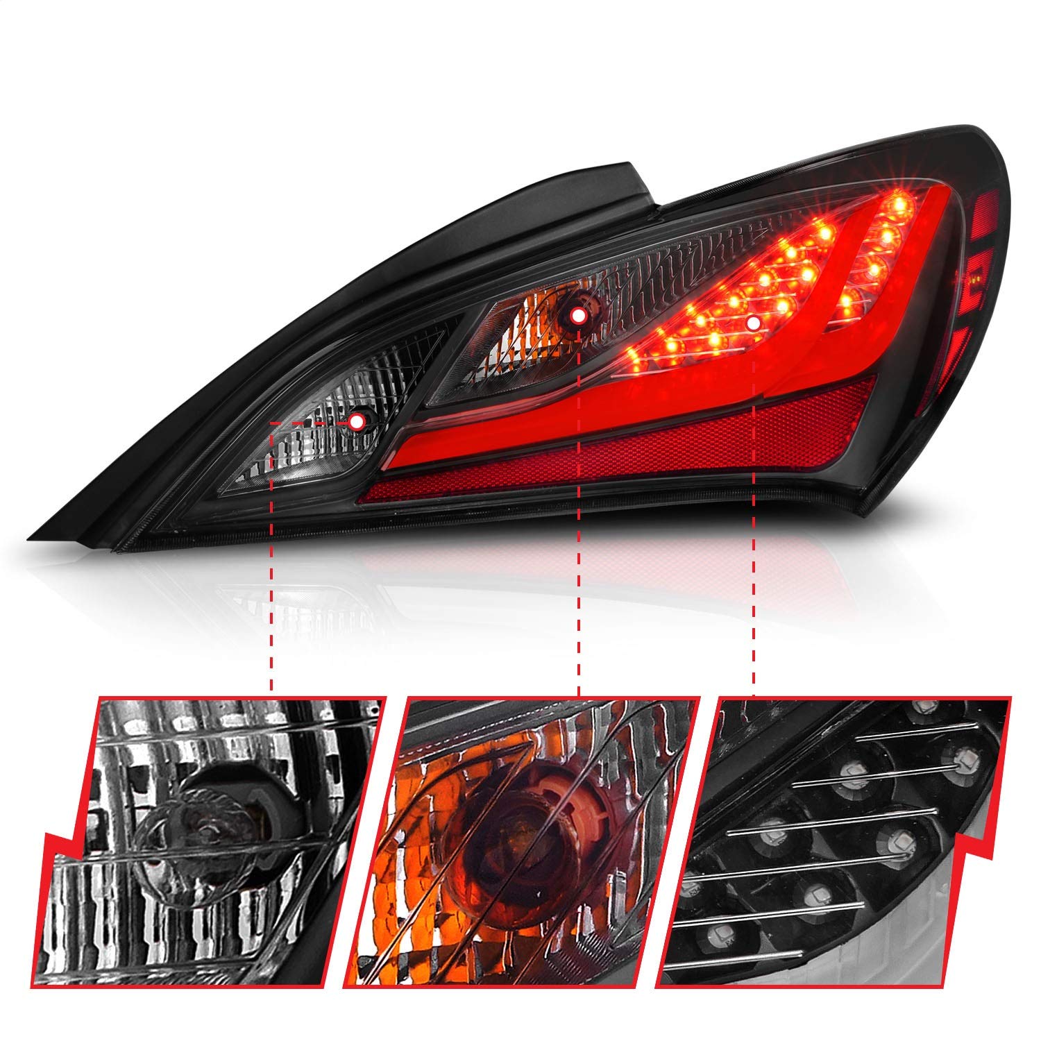10-13 Hyundai Genesis 2DR LED Taillights Smoke ANZO (321347)