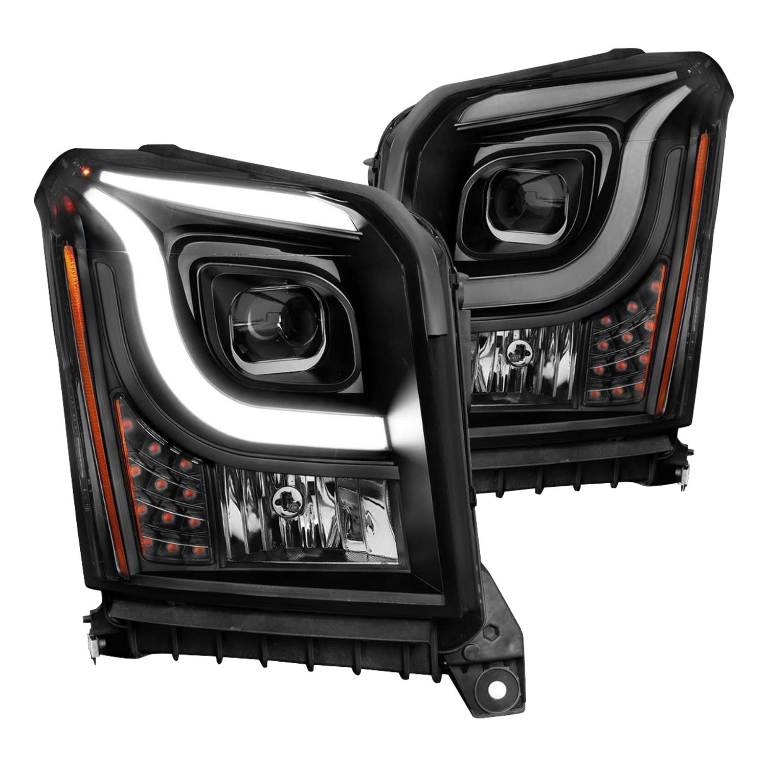 Anzo (111535) 15-17 GMC Yukon/Yukon XL Projector Headlights Clear Lens/Black Housing (w/Light Bars)
