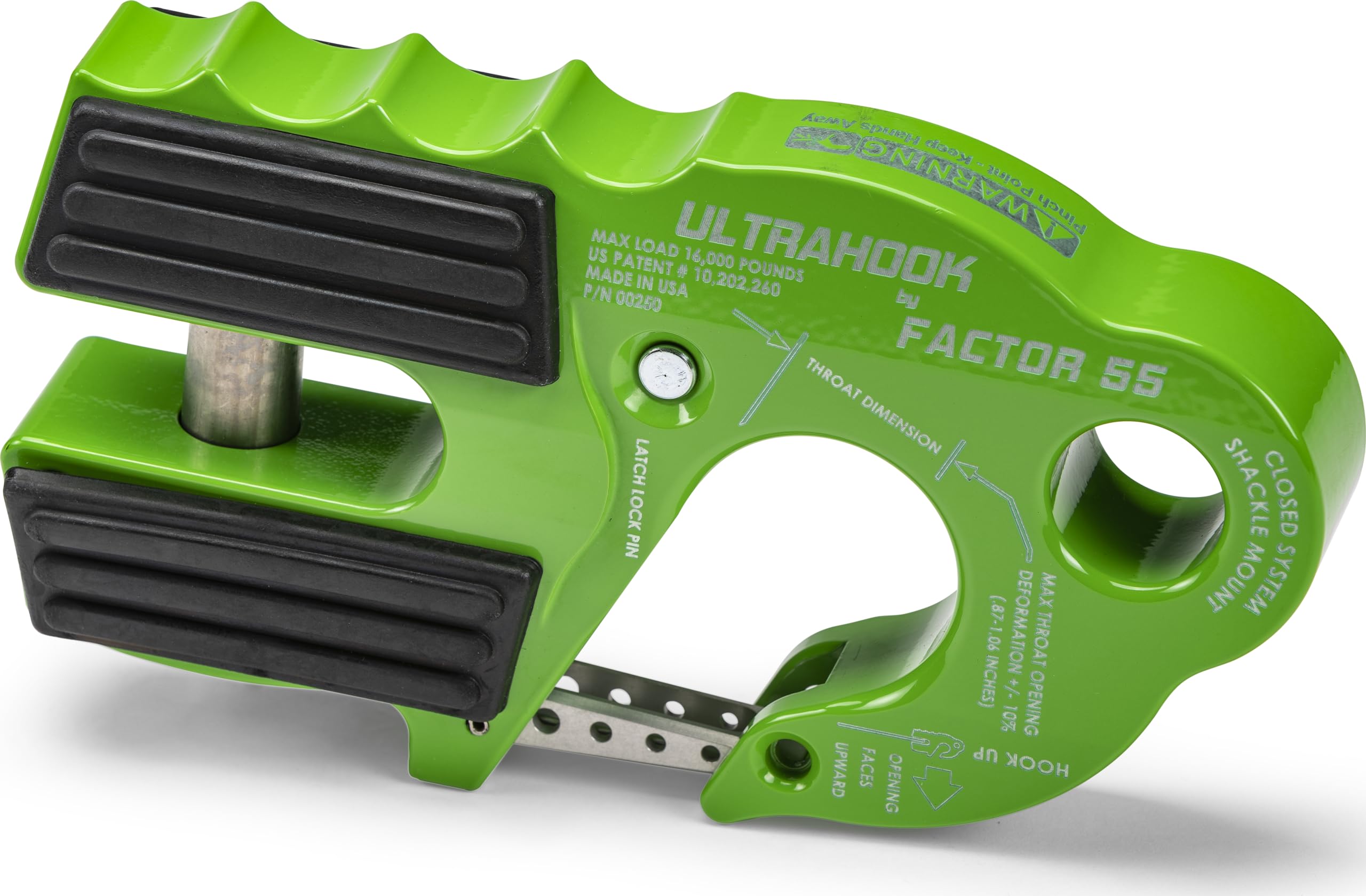 Factor 55 Closed System Ultrahook Shackle Pin Mount, Designed for Steel Cables and Synthetic Ropes - Green