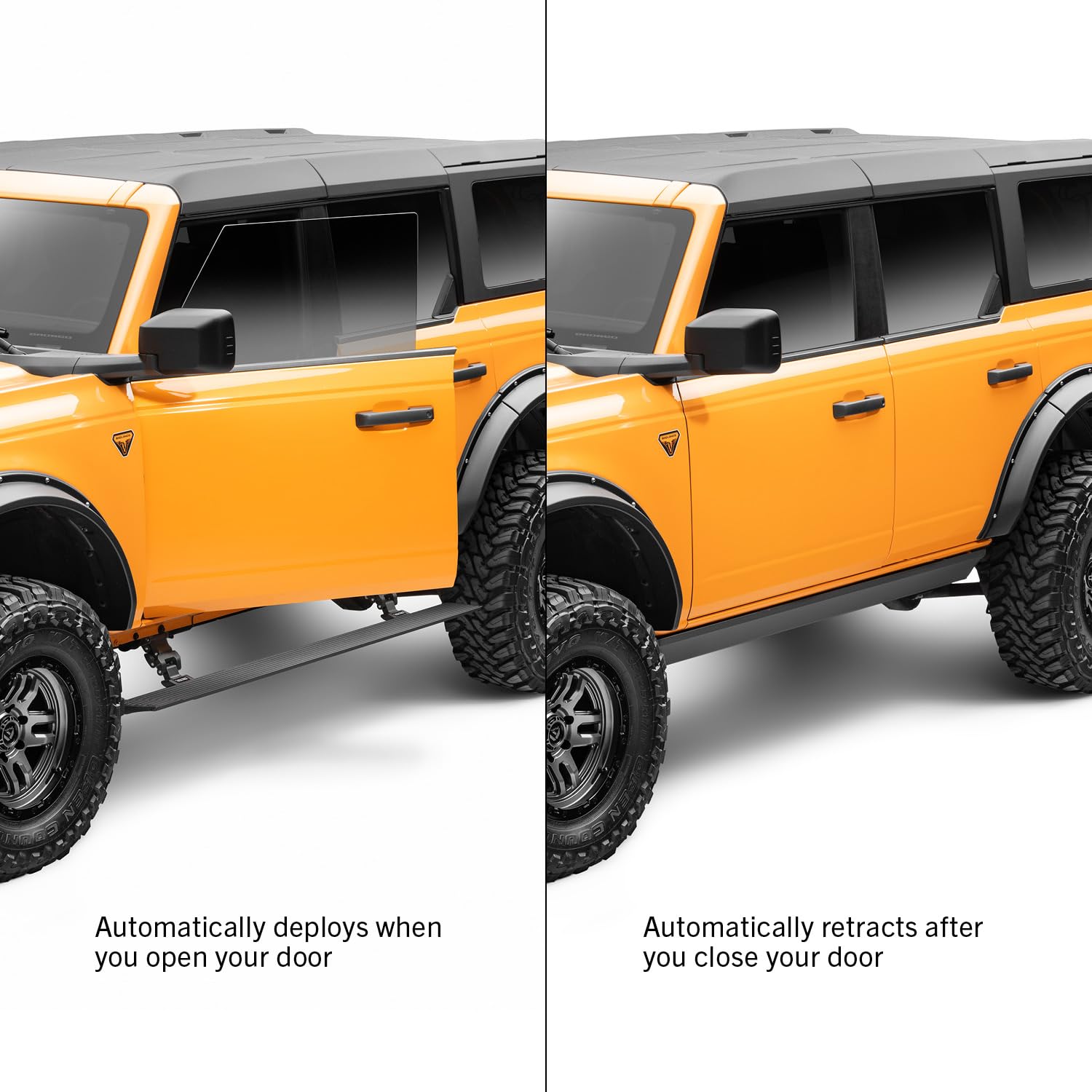 RealTruck Power Running Boards Volt for Jeep Wrangler JKU (2007-2018) 4-Door | Aluminum, Textured Black | 20450572PC | Electric Powerstep & Retractable Steps