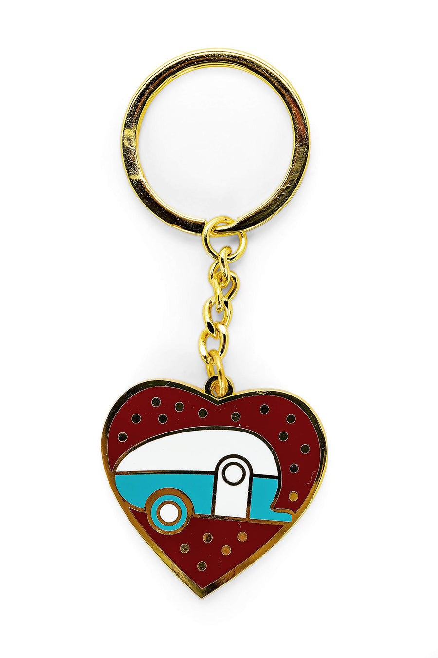 Teardrop Heart RV Keychain-Gold Ring for Car Fobs and Keys Camco Life is Better at The Campsite (53287)