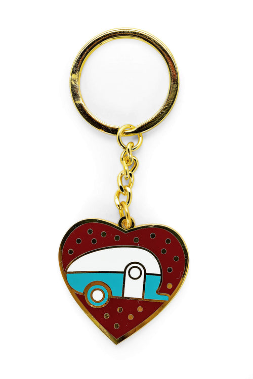Teardrop Heart RV Keychain-Gold Ring for Car Fobs and Keys Camco Life is Better at The Campsite (53287)