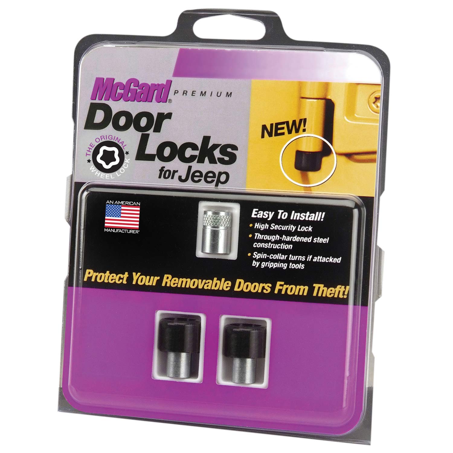 McGard 76057 2-Door Lock Set for Jeep Wrangler Black, (Set of 2), 2 Locks / 1 Key (M6 x 1.0 Thread Size)