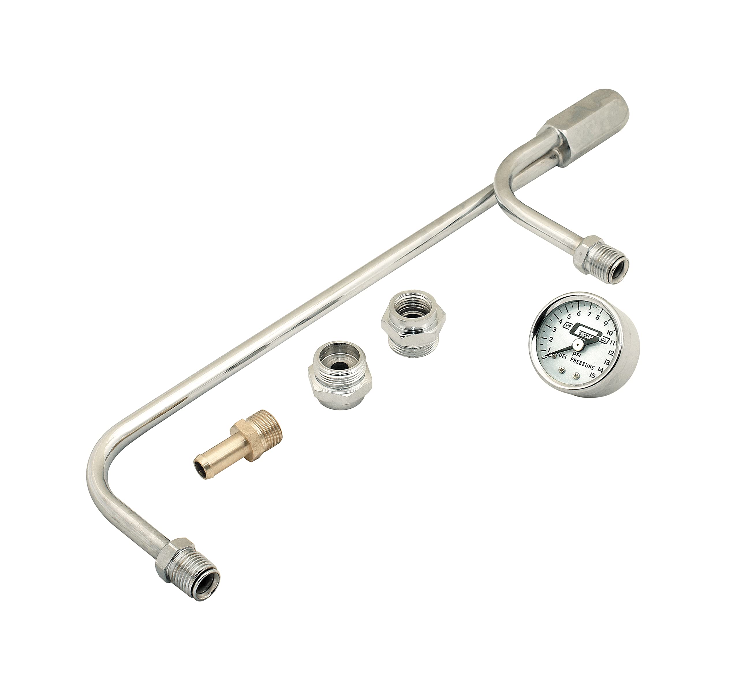 Fuel Line Kit Mr. Gasket 1559 with Gauge & Fittings - Chrome