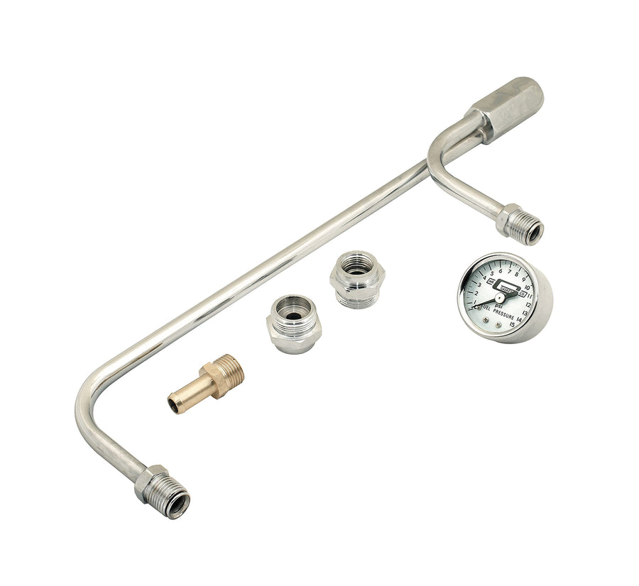 Fuel Line Kit Mr. Gasket 1559 with Gauge & Fittings - Chrome