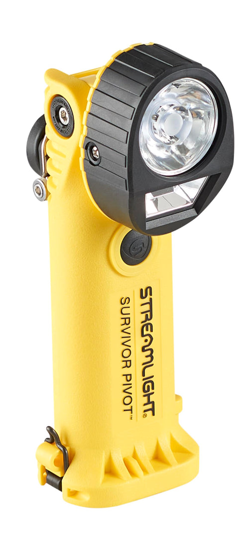 Streamlight Survivor 91839 Pivot USB 325-Lumen Right Angle Articulating Dual Beam Rechargeable Flashlight with Magnet and Clip, Yellow