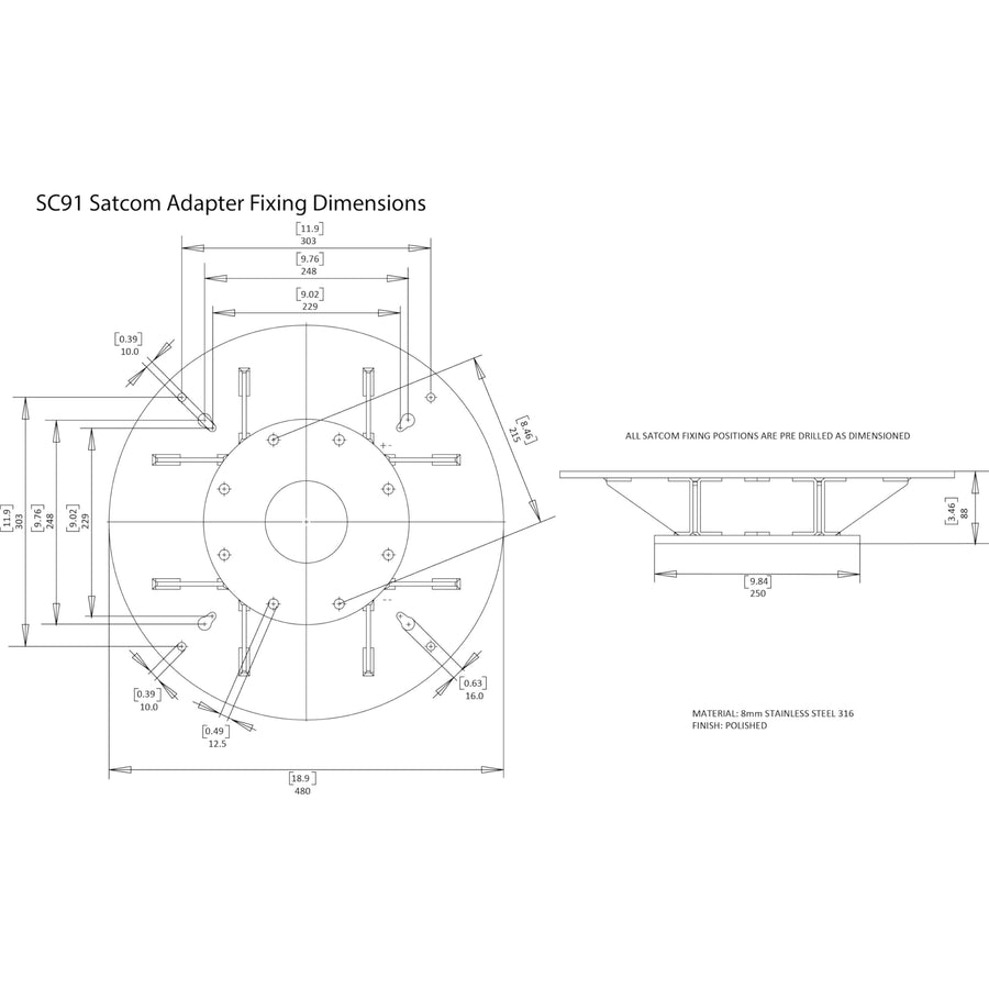 Stainless Mount SC91 Satcom Antenna
