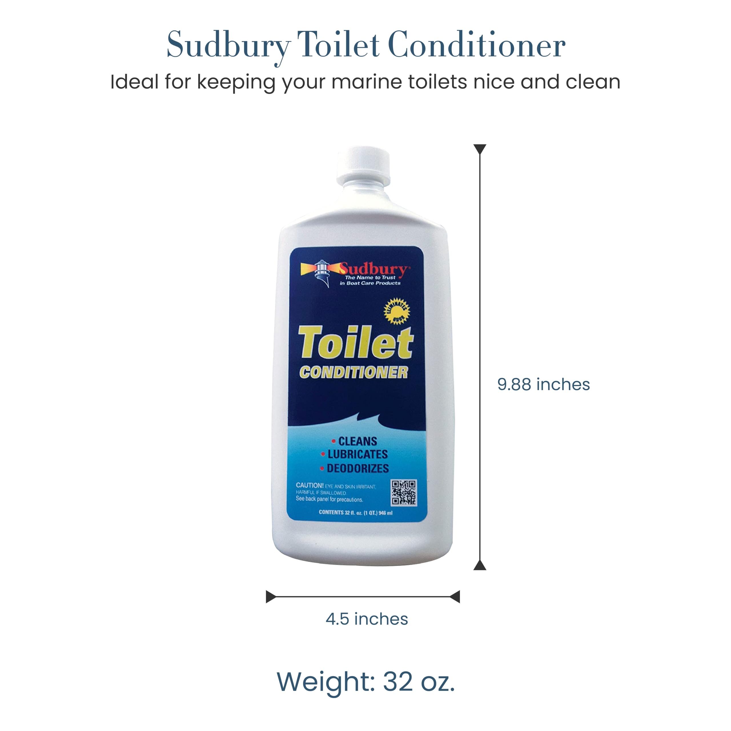 Toilet Cleaner Sudbury, Odor Eliminator for Marine Toilets, Essential Boat Accessories and Boat Cleaning Supplies, 32 oz.
