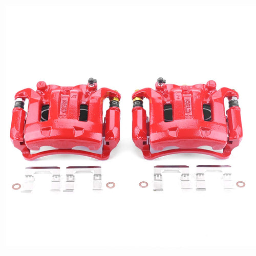 Power Stop Pair of High-Temp Red Powder Coated Front Calipers For Nissan Frontier 2003-2004, Nissan Xterra 2000-2004 [Model Specific]