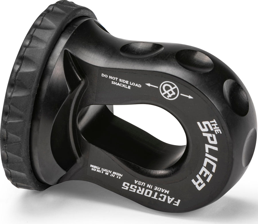 Synthetic Rope Shackle Factor 55 Splicer, Fits Rope up to 1/2" - Black