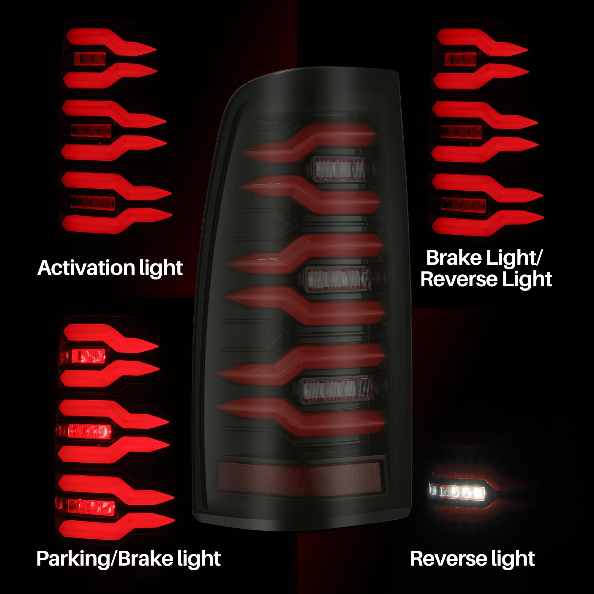 Tail Lights AlphaRex Compatible With 99-06 Silverado/99-06 Sierra LUXX-Series LED Black Red
