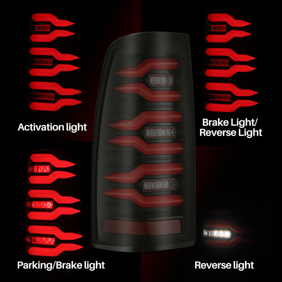 Tail Lights AlphaRex Compatible With 99-06 Silverado/99-06 Sierra LUXX-Series LED Black Red