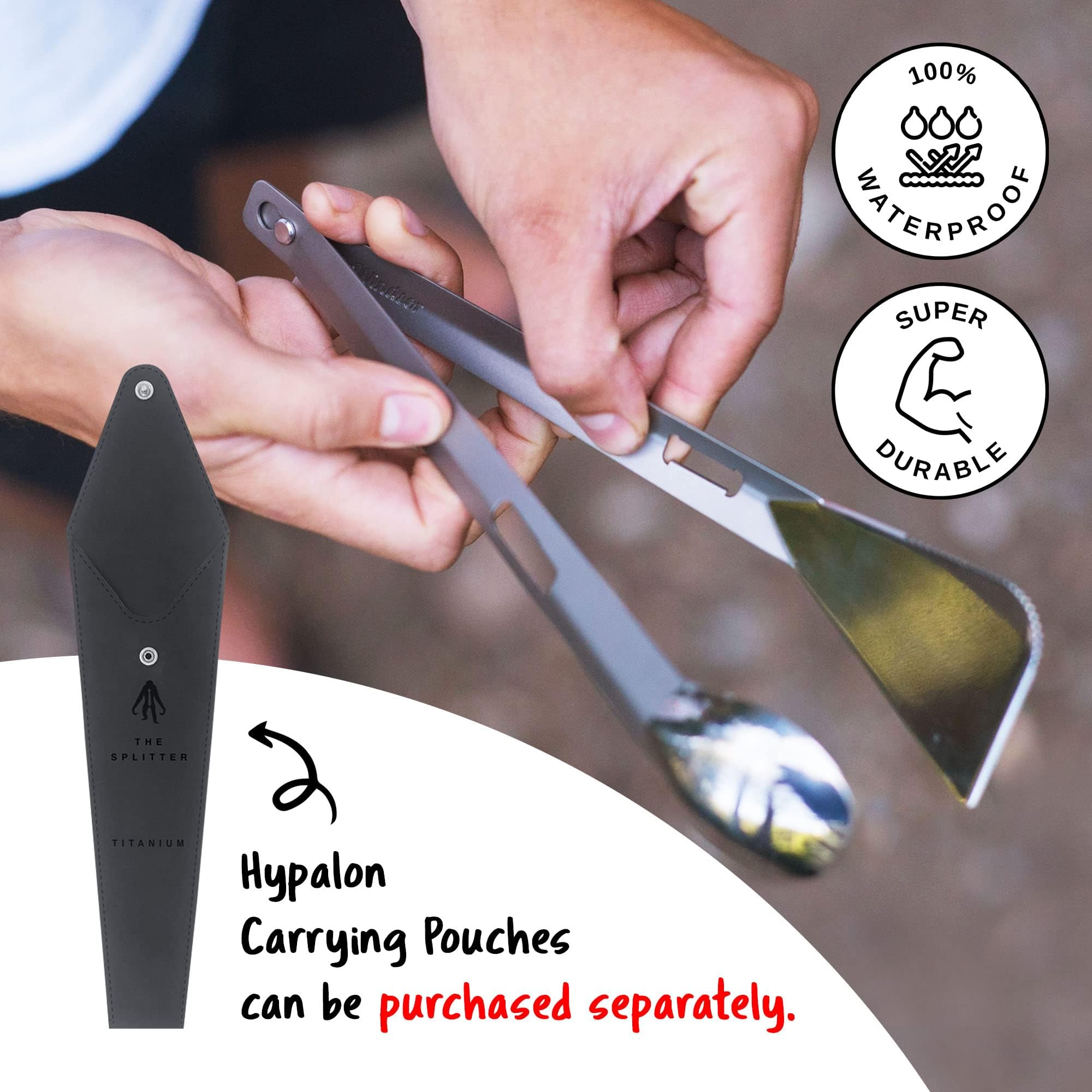 The Splitter - FULL WINDSOR Titanium Multi-Utensil Set – Compact, Lightweight Silver Spork, Tongs, Spatula & Ladle – Durable Cooking Kit for Camping, BBQ, Backpacking, Travel & Outdoor Adventures