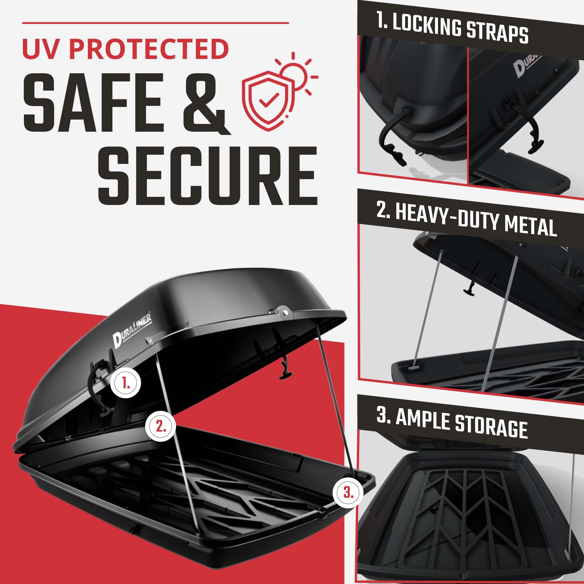 Rooftop Cargo Carrier DuraLiner - Waterproof Hard Shell Roof Top Mount Car Storage - Universal Fit - Easy Installation - 16 Cubic Ft - Made in USA