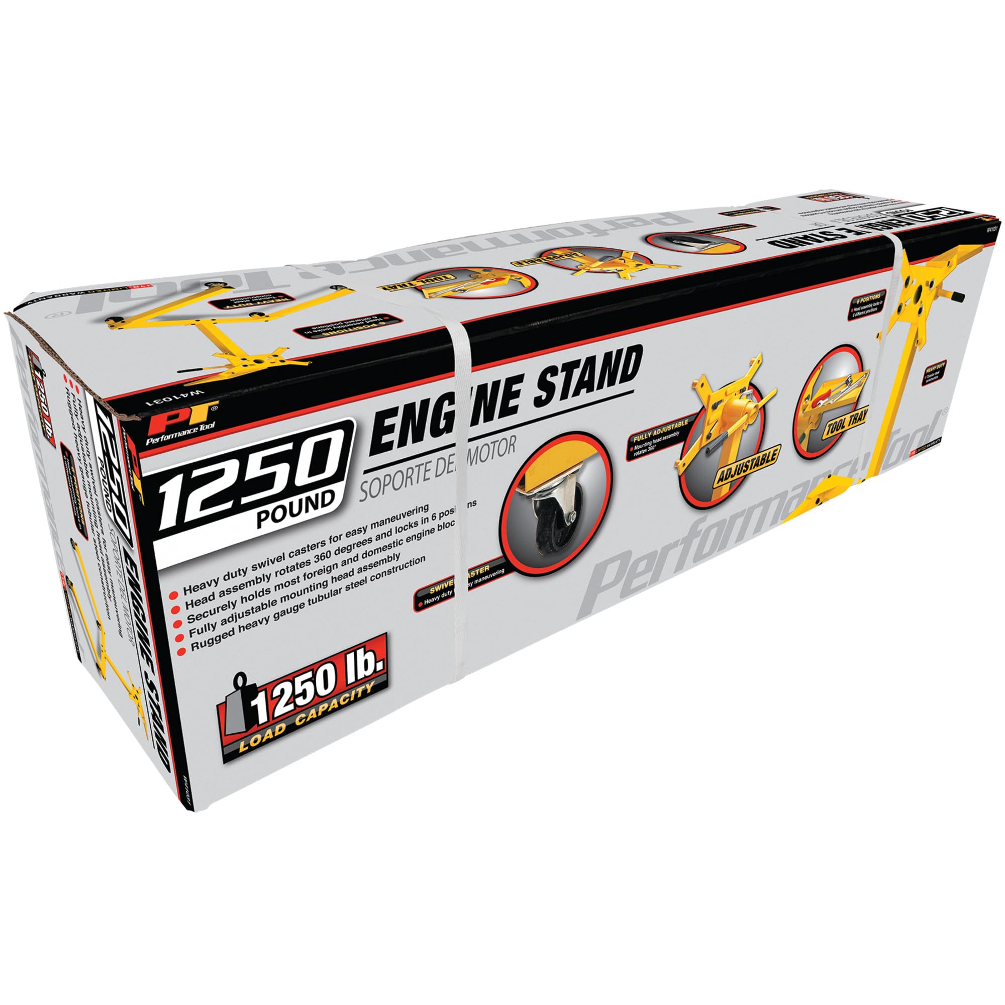 Engine Stand Performance Tool W41031 (1,250 lbs.) Capacity With 360 Degree Rotating Mount Assembly and Tray,Yellow