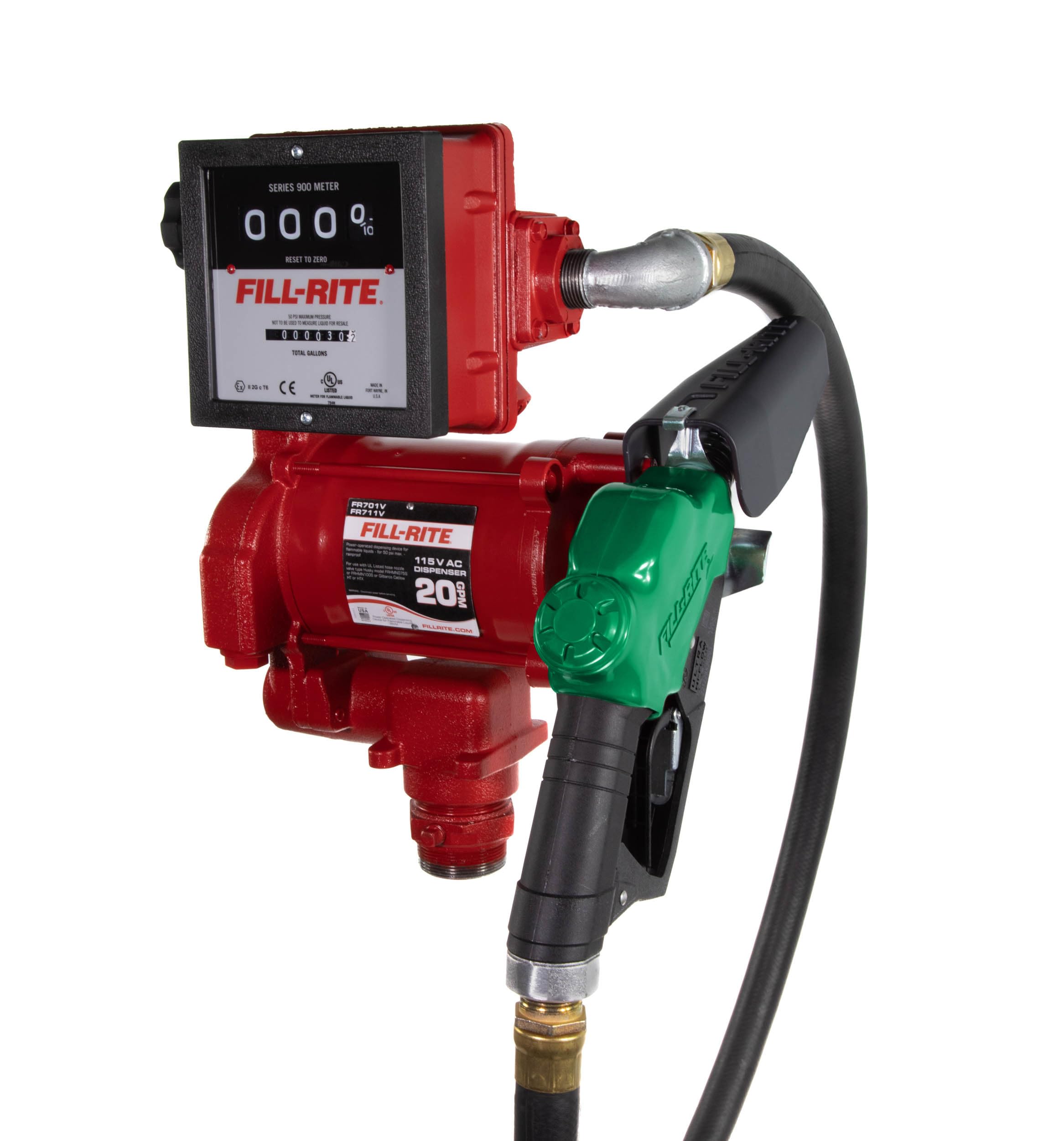 Fill-Rite 115V FR711VA Fuel Transfer Pump with Mechanical Gallon Meter Package - Heavy-Duty Electric Pump with High Flow Rate and Durable Construction