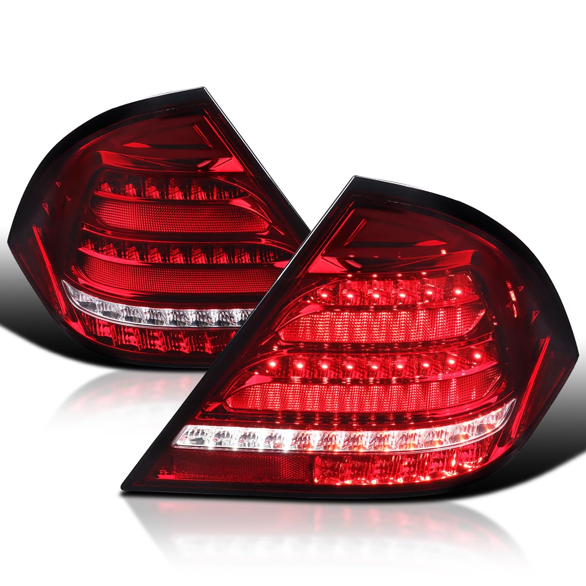 Red Full LED Sequential Tail Lights SPEC-D TUNING Compatible with 2001-2004 Mercedes-Benz W203 C-class Sedan