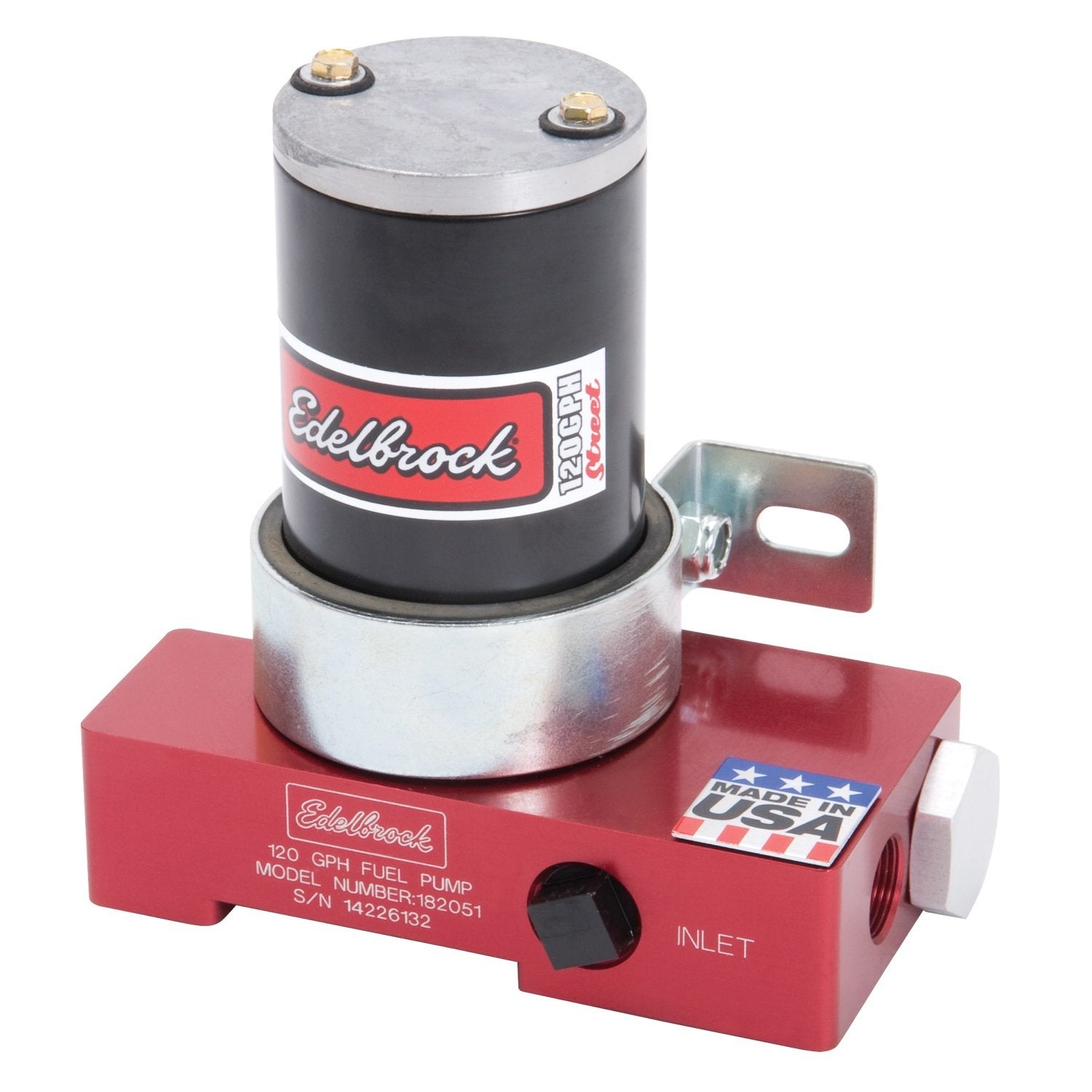 Edelbrock Quiet-Flo 182051 Electric Fuel Pump 120 GPH 6.5 PSI 3/8 in. NPT Inlet/Outlet, Red