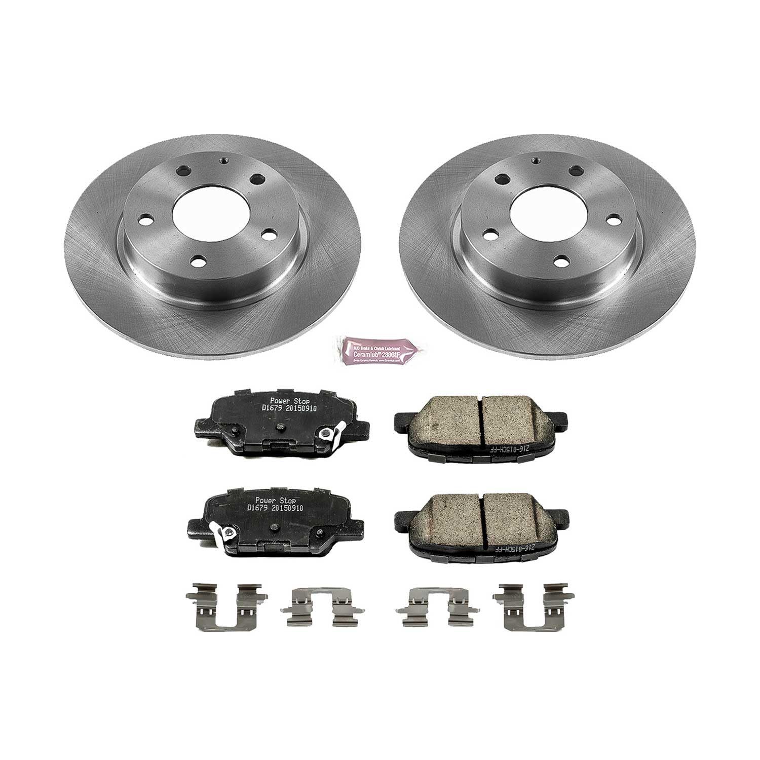 Power Stop Autospecialty KOE6962 Rear Replacement Brake Kit-OE Brake Rotors & Ceramic Brake Pads For Mazda 3 2014-2016 [Model Specific]