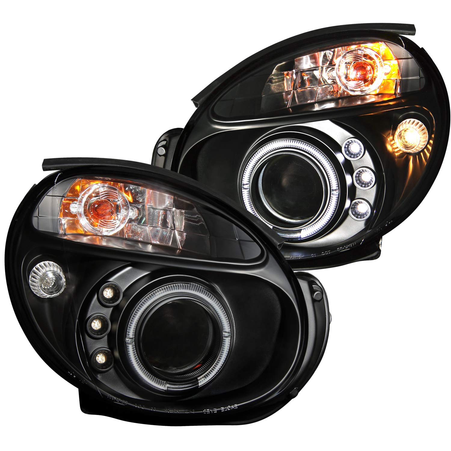 Halo Anzo USA 121436 Black Projector Headlight with Clear Lens for Subaru Impreza