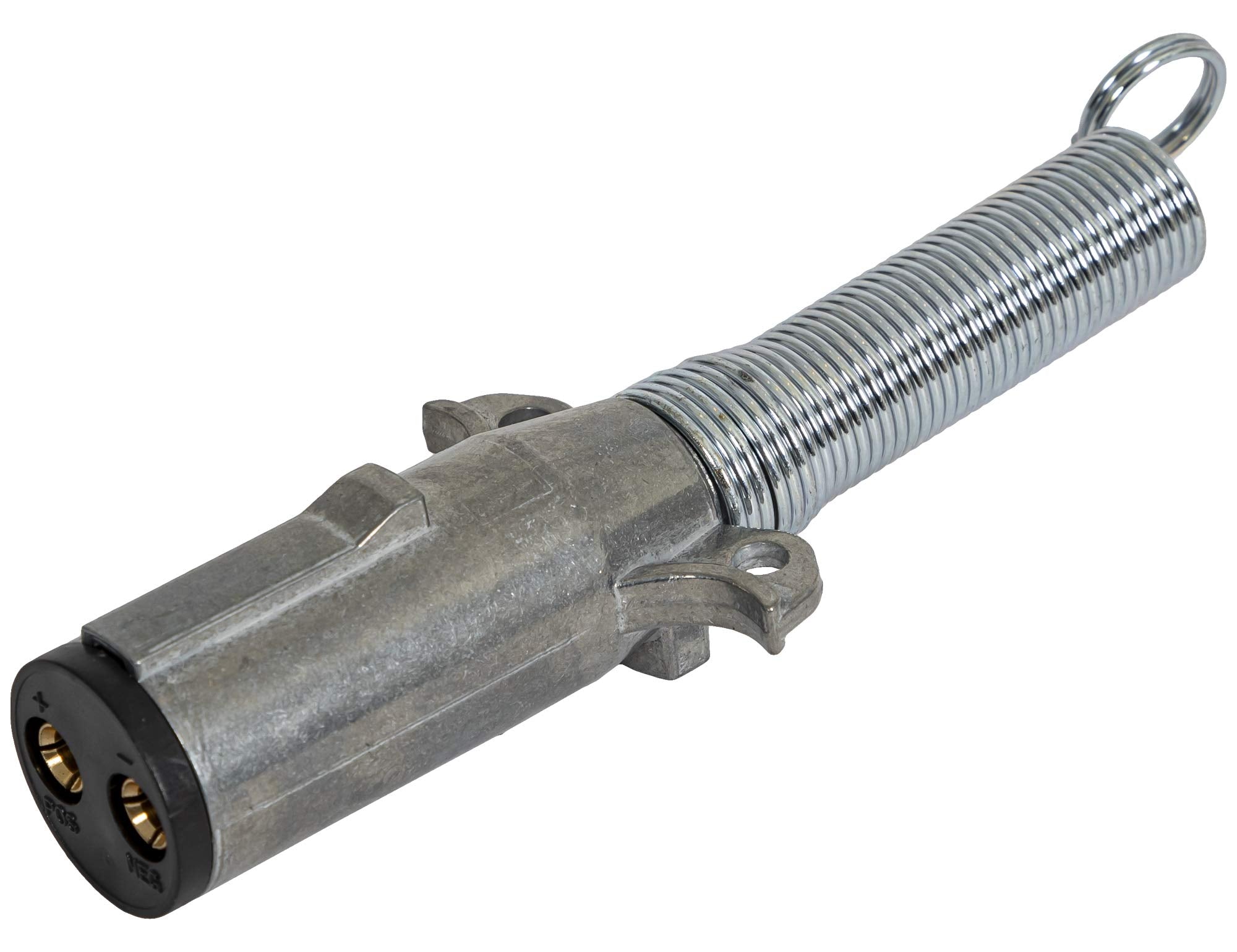 2-Way Buyers Products Die-Cast Zinc Trailer Connector -Trailer Side - Horizontal Pins with Spring, TC2002, SILVER