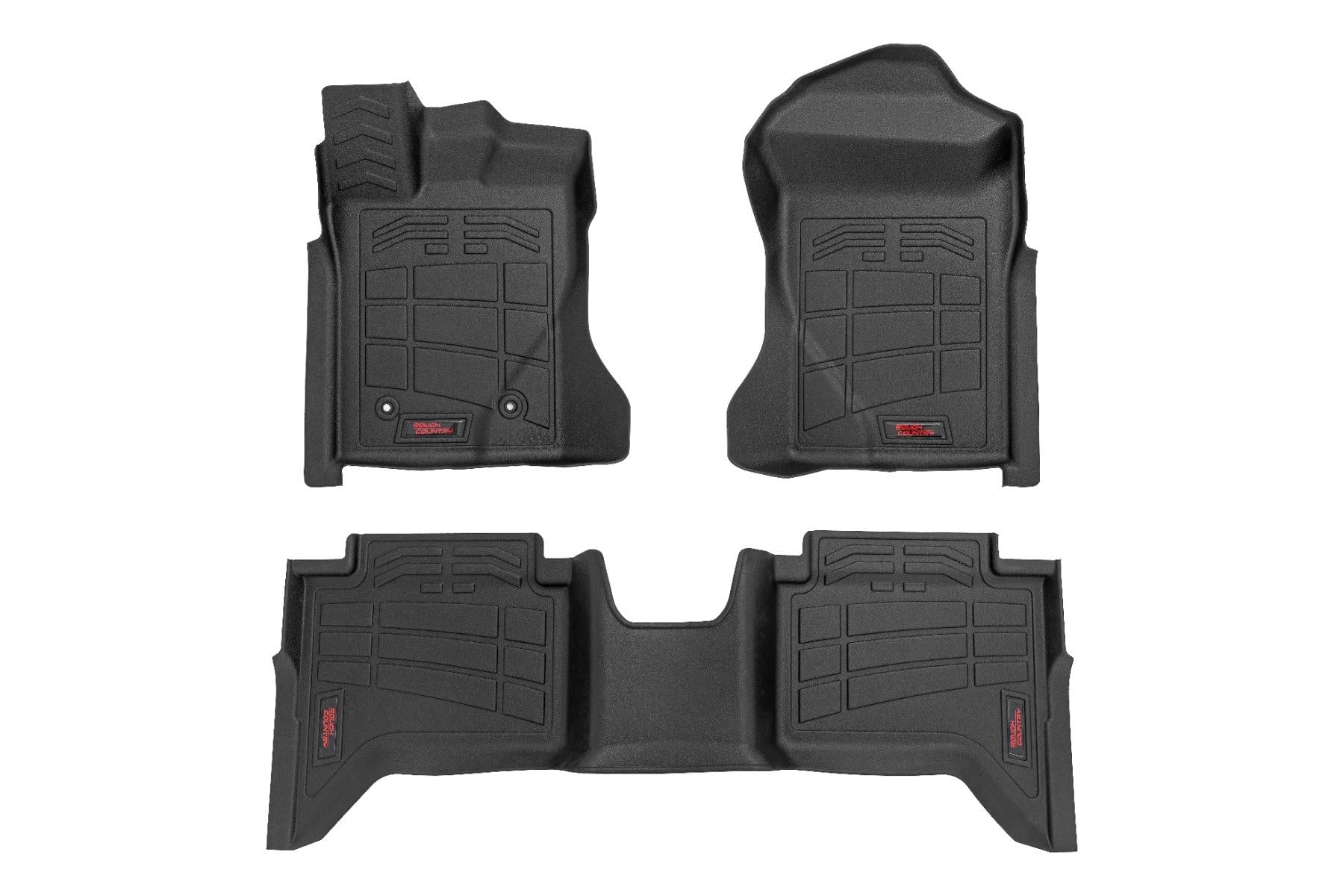 Sure-Fit Rough Country All Weather Floor Mats for Ford Ranger (2024-2025) Crew Cab - Non-Slip, Waterproof, Flexible Rubber Mat, Front & Rear Set