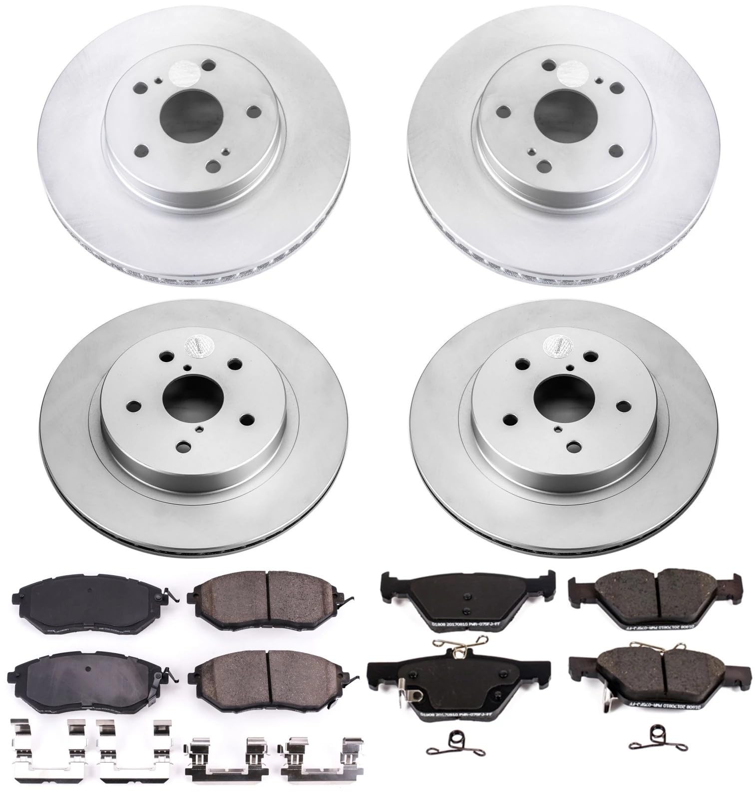 Z17 Power Stop CRK8405 | Front and Rear Coated Rotor Kit-Coated Brake Rotors & Ceramic Brake Pads For Subaru Legacy 2015 [Vehicle Specific]