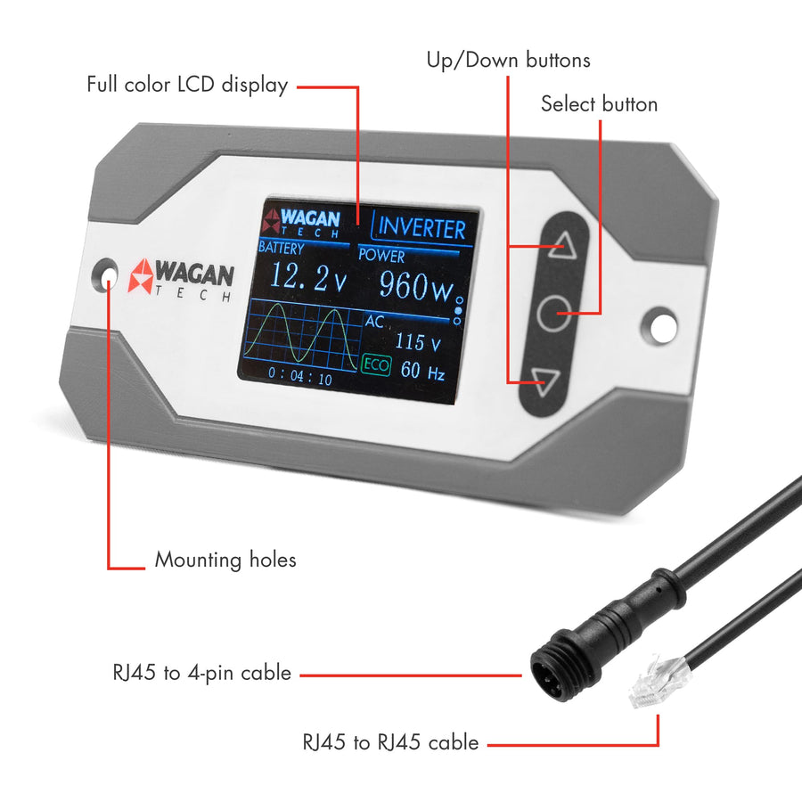Wagan Digital Remote Interface EL5605 Monitor Panel for DC to DC Battery Charger and Power Inverters