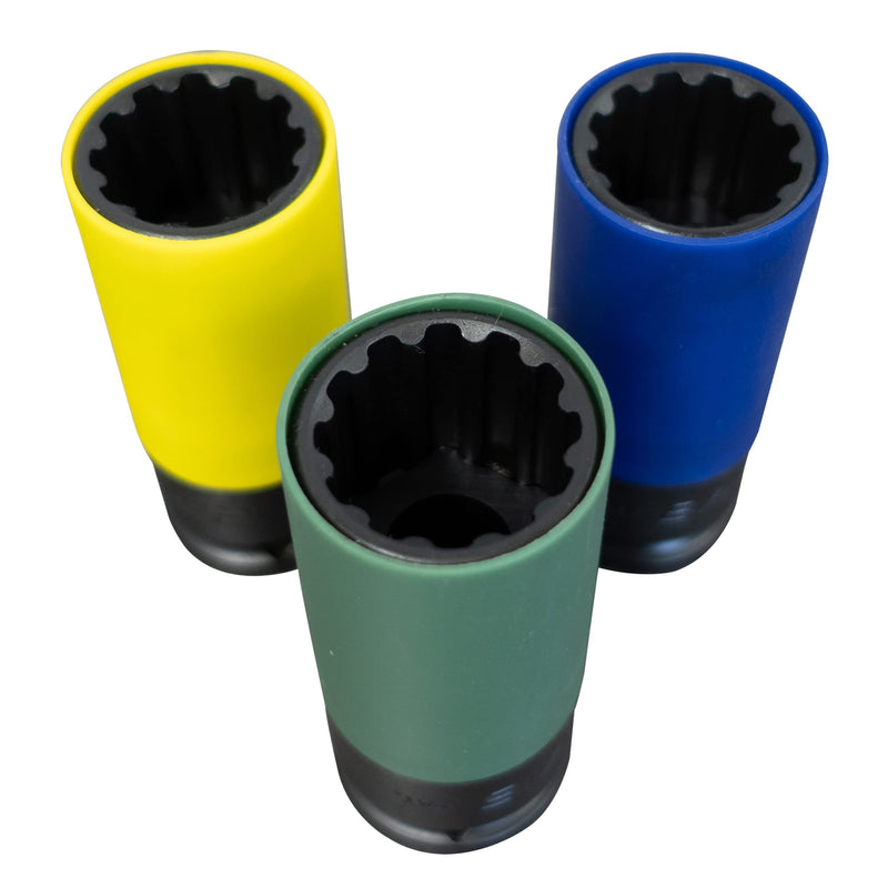 6 Way Socket Pro – Counteract 3pc Set - 22mm, 7/8", 15/16"mm - 1/2" Drive