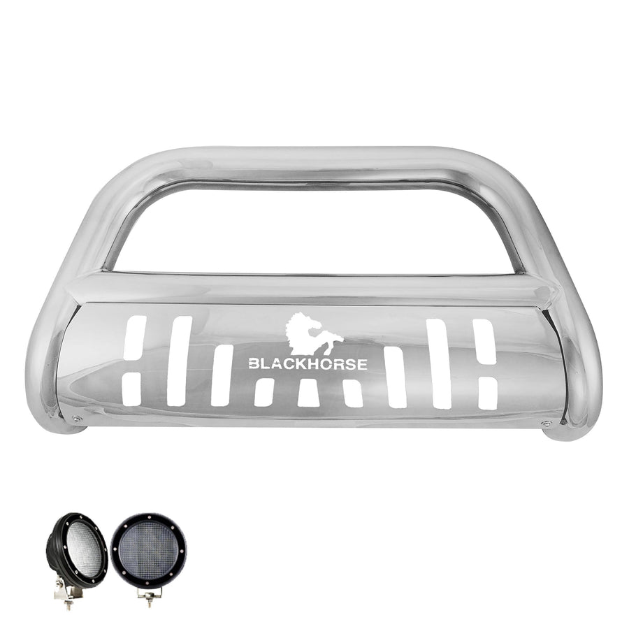 Bull Bar Kit Black Horse Skid Plate Stainless Steel Compatible with 2022-2024 Hyundai Tucson-CBS-B7102SP-PLFB