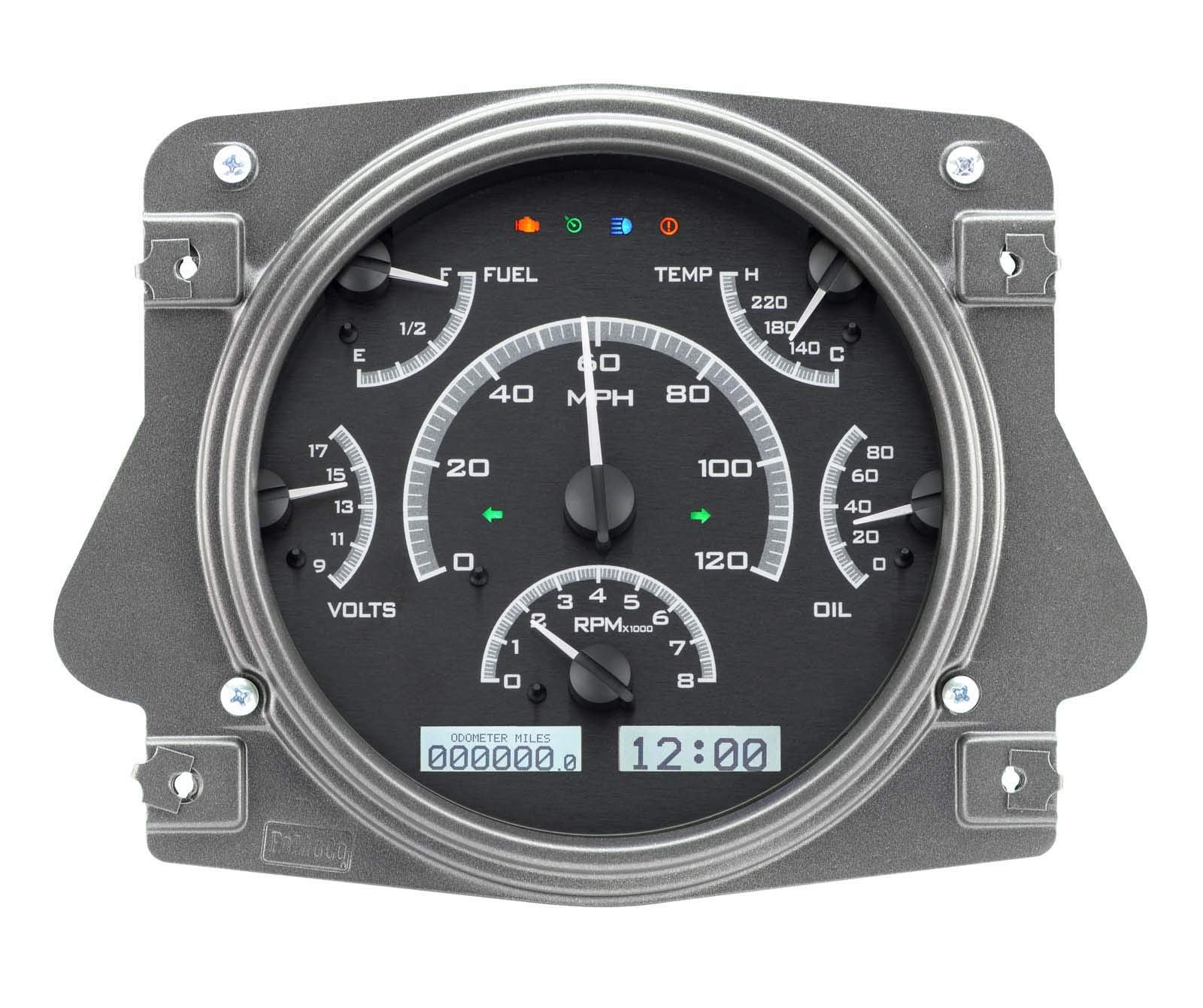 VHX-66F-BRO-K-W Dakota Digital Compatible with 1966-77 Ford Bronco VHX System Analog Dash Gauge System Black Alloy White Backlighting