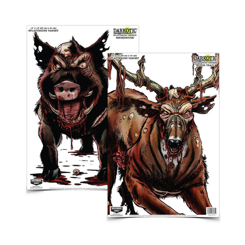 Darkotic Birchwood Casey 12" x 18" Splattering Targets | Highly Visible Instant Splatter Reactive Shooting Targets - Smokehouse/Blood Trail Combo (8 Targets, 4 Each)