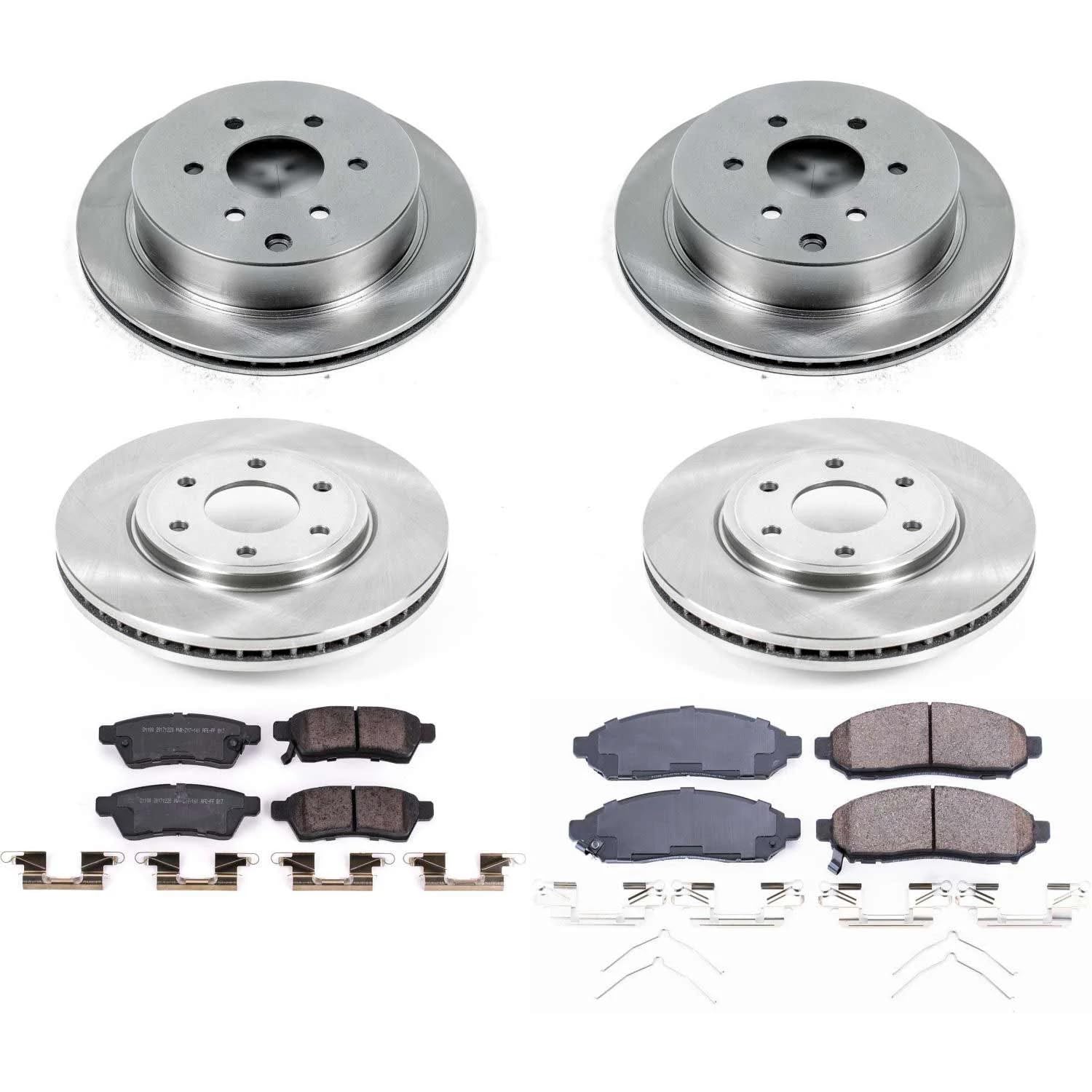 Power Stop KOE8357 Replacement Brake Kit-OE Front and Rear Brake Rotors & Ceramic Pads For Nissan Frontier 2016-2019 [Model Specific]