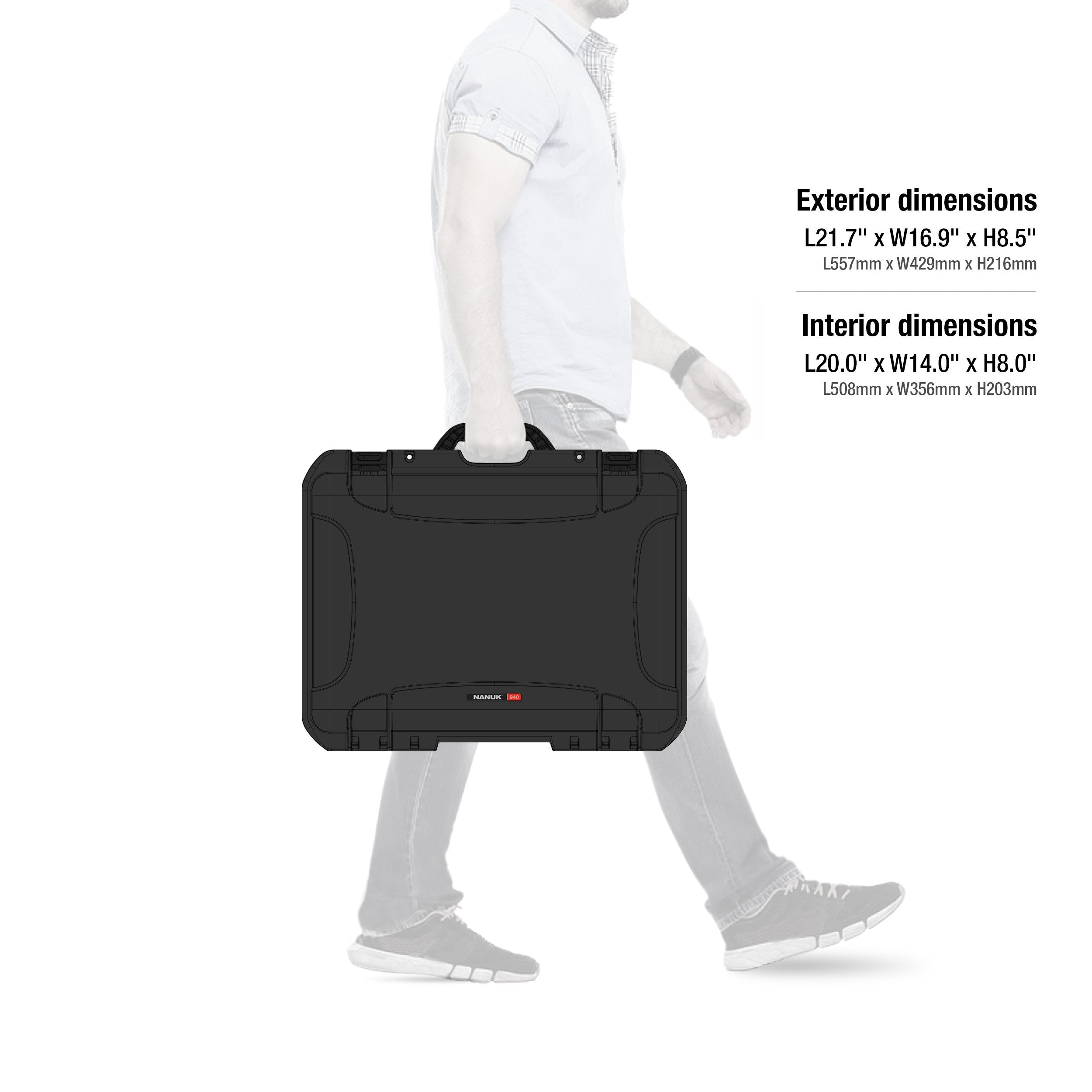 Nanuk 940 Large Series Lightweight NK-7 Resin Waterproof Protective Case with Padded Dividers, Black