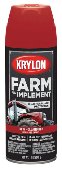 Krylon Spray Paint Farm & Implement, High Gloss, New Holland Red, 12 oz