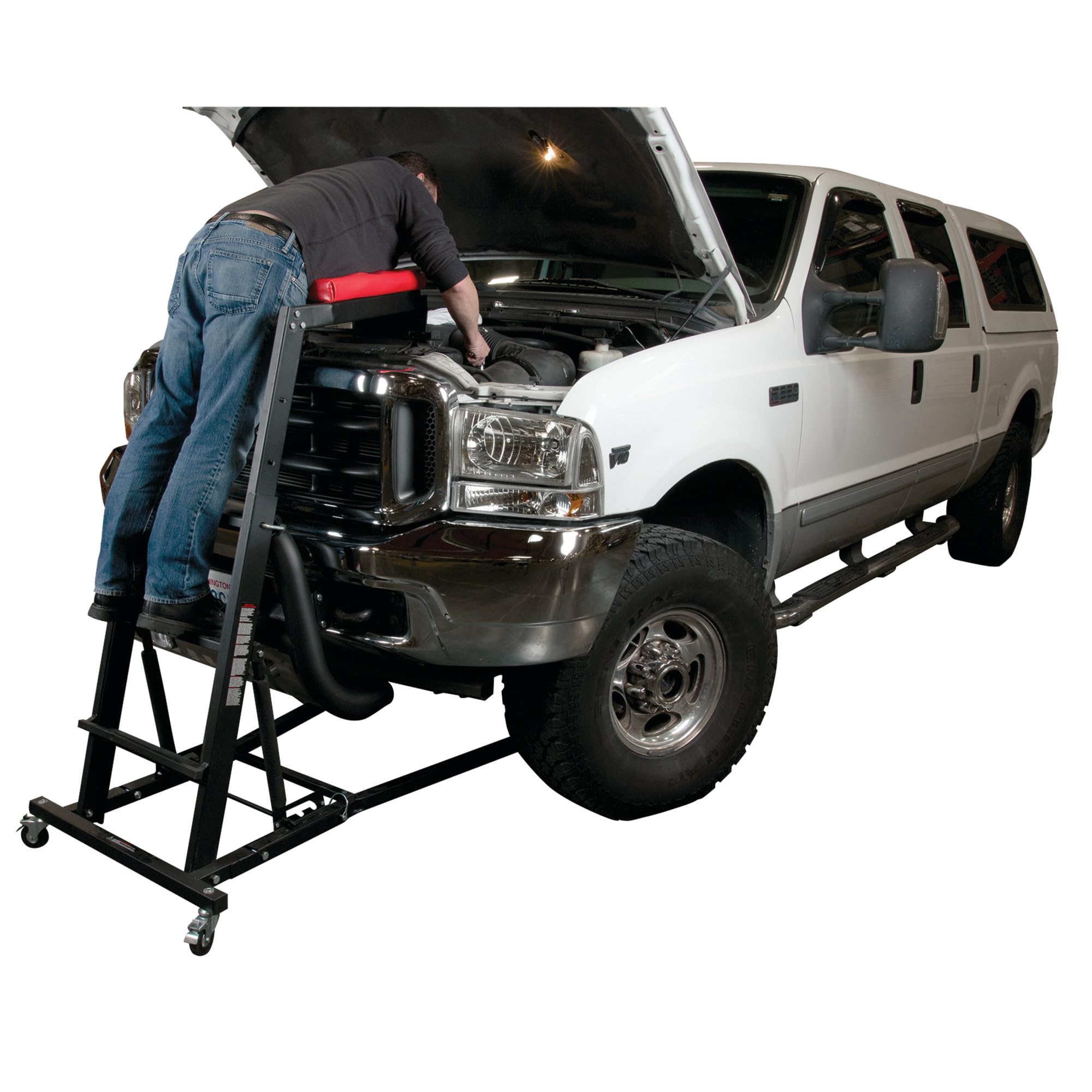 High Top Performance Tool W85038 Adjustable Creeper to Work On Vehicles, Black/Red, 45-66-inch Height