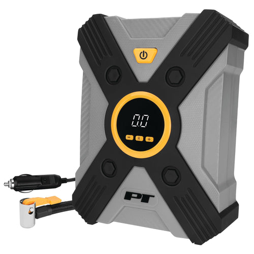 Vortex Performance Tool W7902 12V Digital Tire Inflator w/Auto Shut-Off, Lever-Locking Air Chuck, Long Power Cord, Three Nozzles, Gray