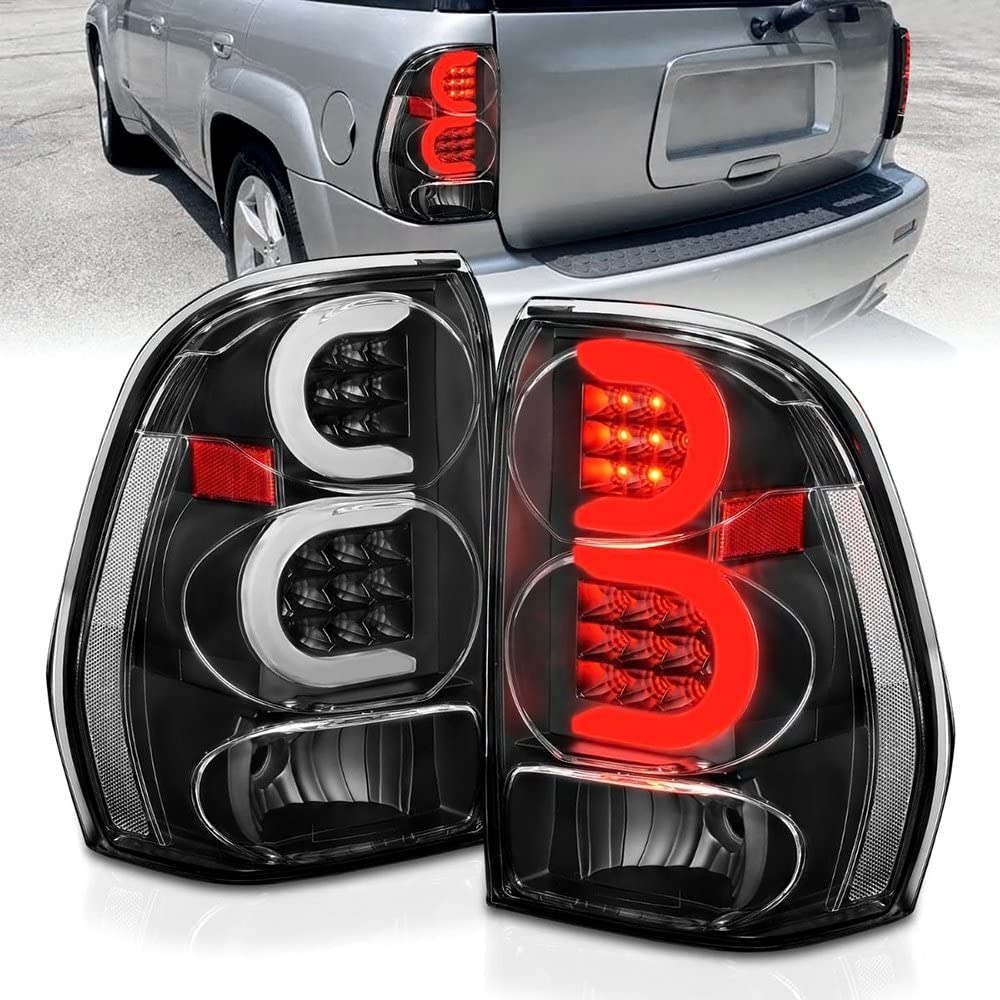 2002-2009 Chevrolet Trailblazer ANZO LED Tail Lights w/Light Bar Black Housing Clear Lens