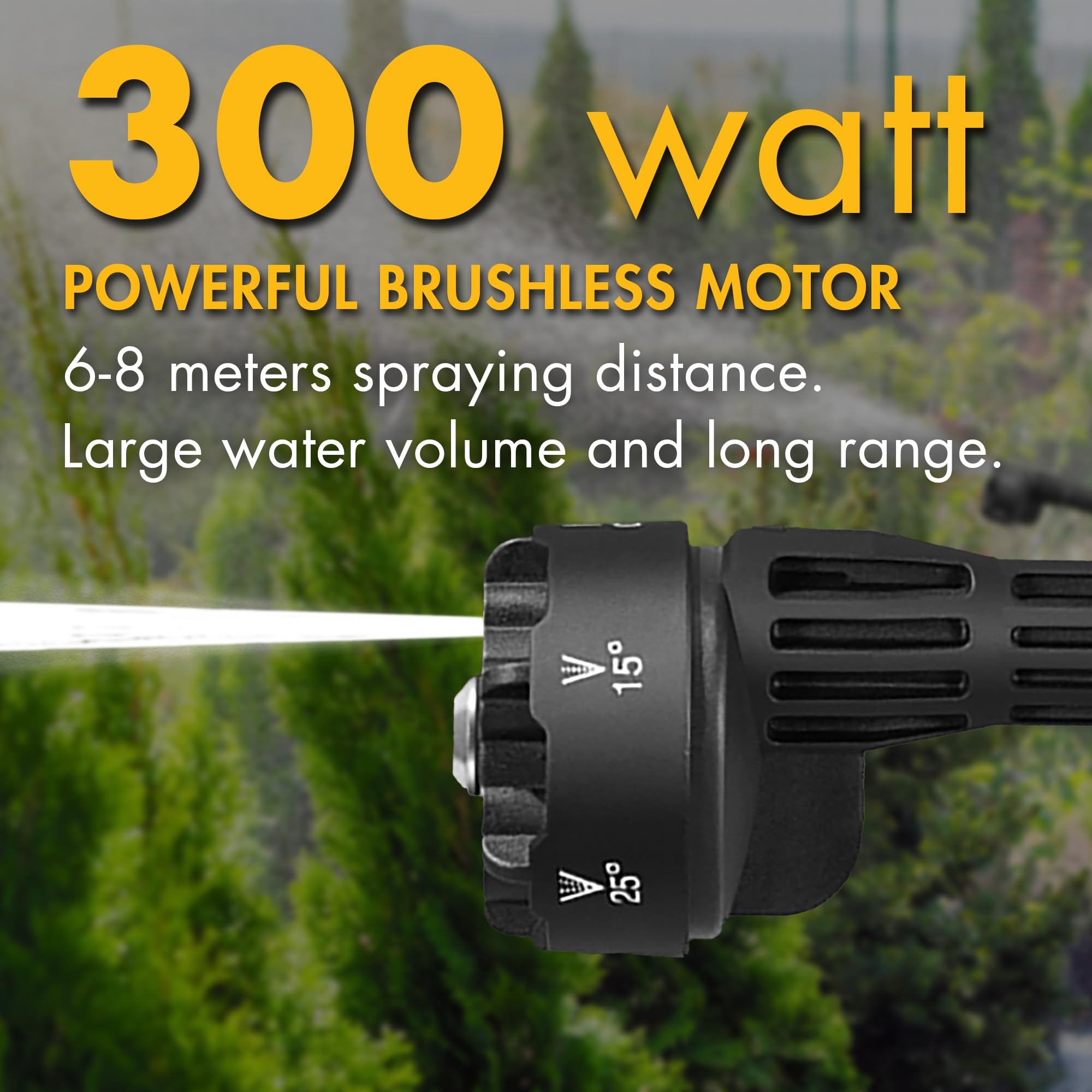 Wagan EL6312 Power Cordless Pressure Washer with 6-in-1 Long Nozzle 970PSI Portable Power Washer with 2 Rechargeable 3.0Ah Batteries Using for Car, Garden, Floor Cleaning