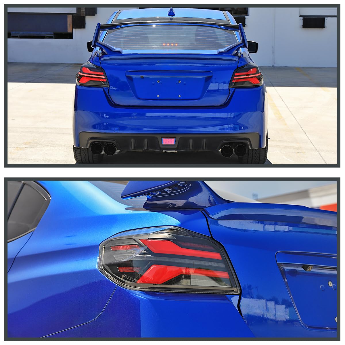 Full LED Black Red Tail Lights w/Sequential Signal, SPEC-D TUNING Startup Animation Compatible with 2015-2021 Subaru WRX and WRX STI