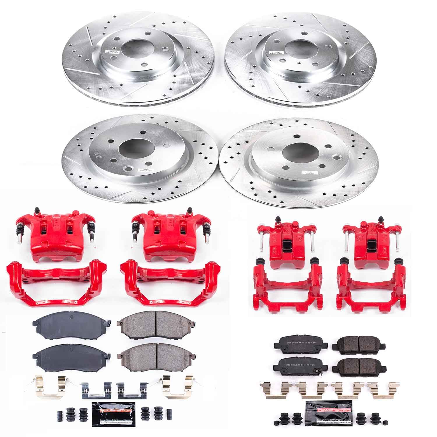 Power Stop Z23 Evolution Sport Brake Upgrade Kit KC8060 with Powder Coated Calipers For INFINITI Q40 2015, Nissan 370Z 2010-2019 [Model Specific]