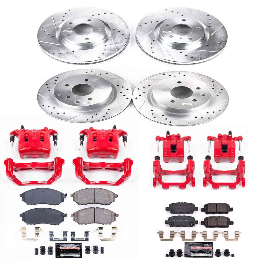 Power Stop Z23 Evolution Sport Brake Upgrade Kit KC8060 with Powder Coated Calipers For INFINITI Q40 2015, Nissan 370Z 2010-2019 [Model Specific]