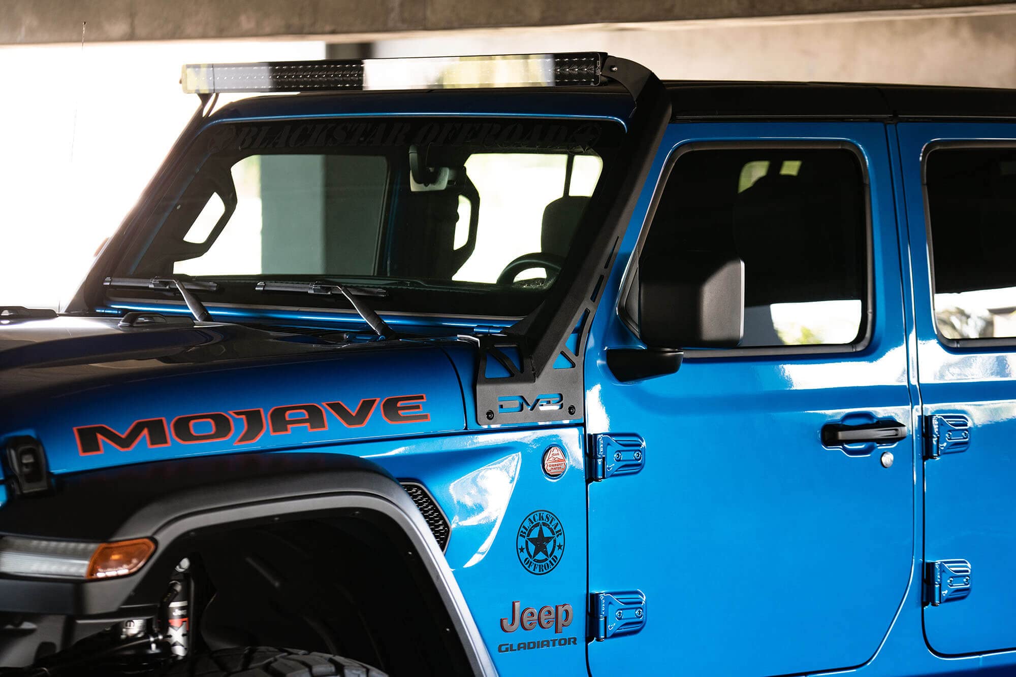 A-Pillar Light Bar Mount | DV8 Offroad | 2020-Current Wrangler JL 392 Edition & Gladiator JT Mojave Edition | Fits 50-52 inch Light Bar | Steel Construction | Mounts Along Windshield
